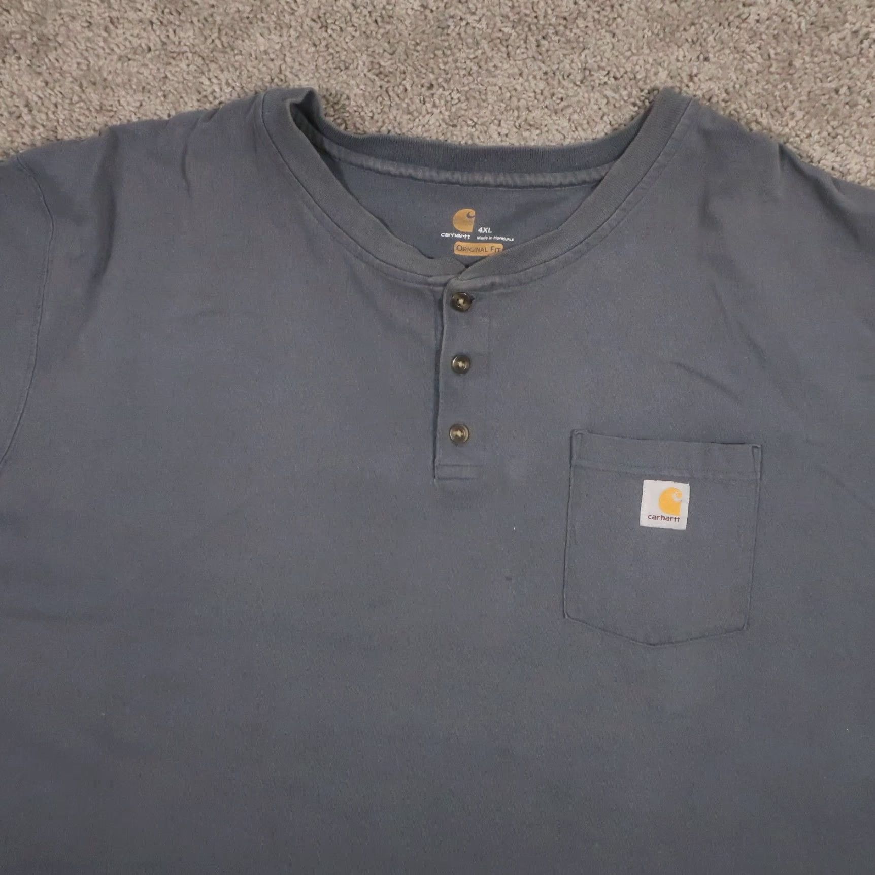 Carhartt VINTAGE Carhartt Henley Shirt Mens 4XL Charcoal Pocket Tee Original Breathable Cotton Size US XXL / EU 58 / 5 - 4 Thumbnail