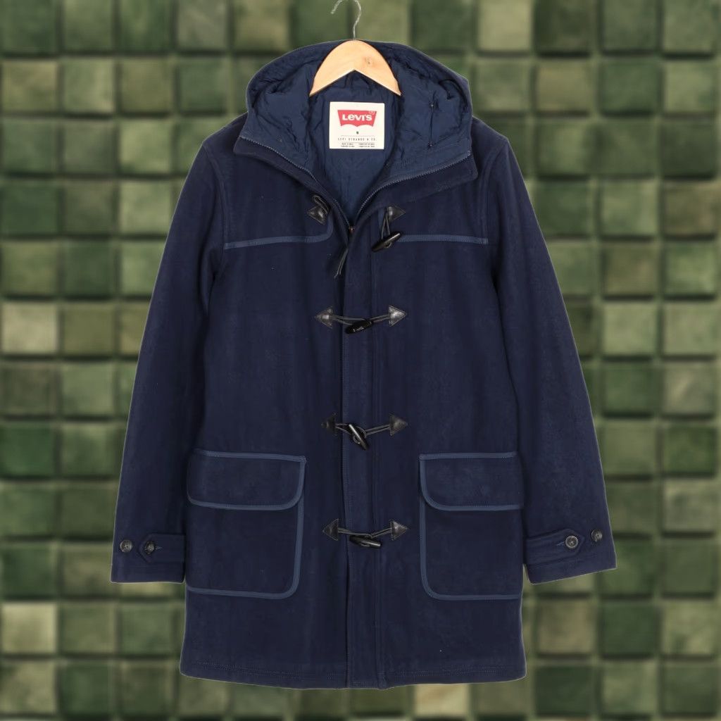 Levi's VINTAGE Levi’s Hooded Wool Blend Duffle Coat Men M Blue Logo Coat Mens Size US M / EU 48-50 / 2 - 1 Thumbnail