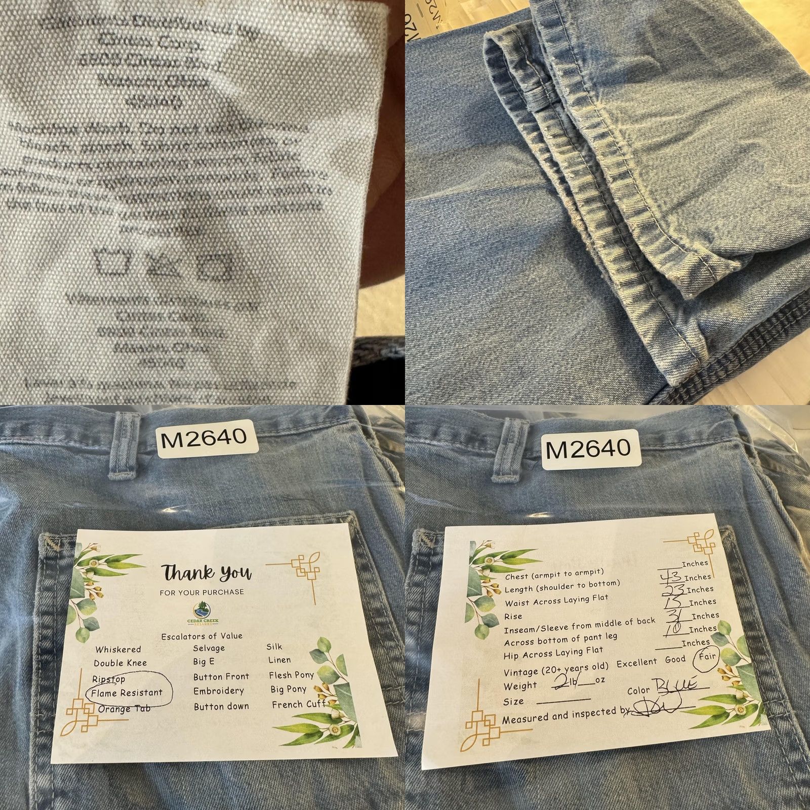 Carhartt VINTAGE Carhartt FR Jeans Mens 46x32 Blue Flame Resistant Carpenter Workwear FR Jeans Size US 30 / EU 46 - 8 Thumbnail