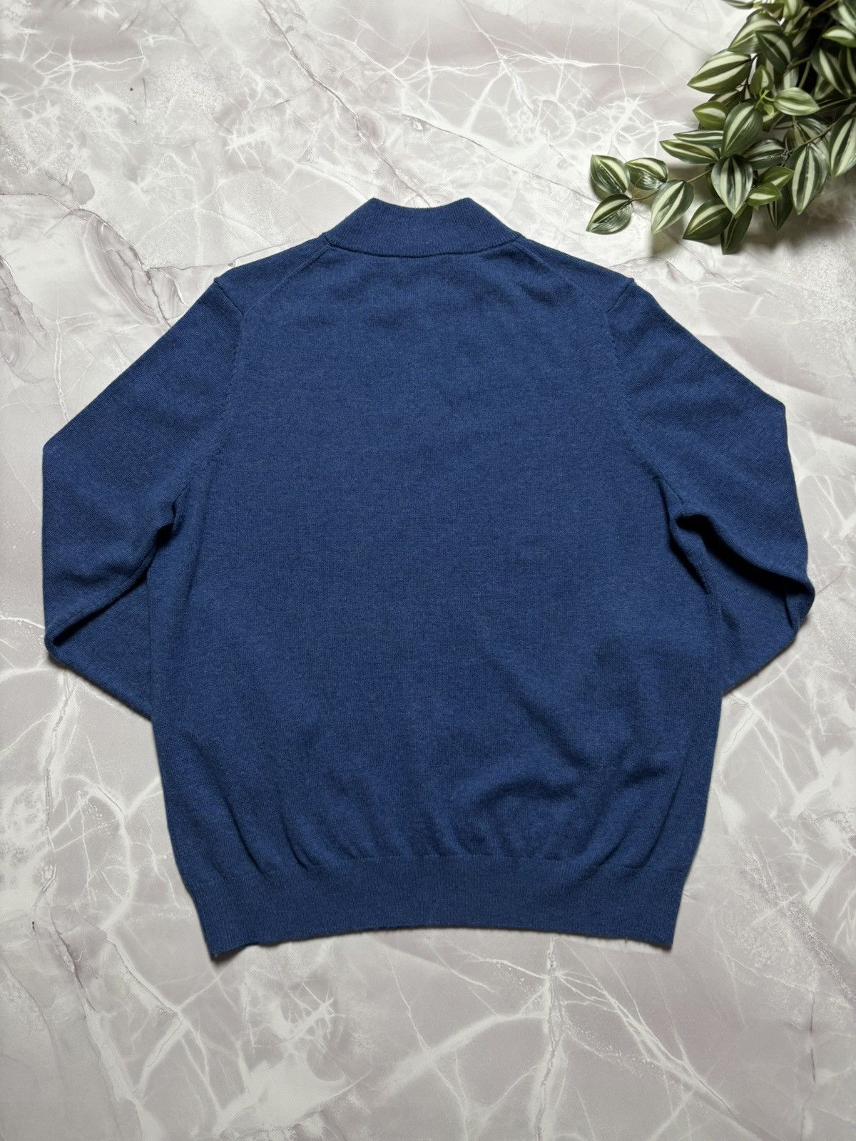 Designer WoolOvers Merino Wool Cashmere Half Zip Sweater Blue Mens XL Size US XL / EU 56 / 4 - 6 Thumbnail