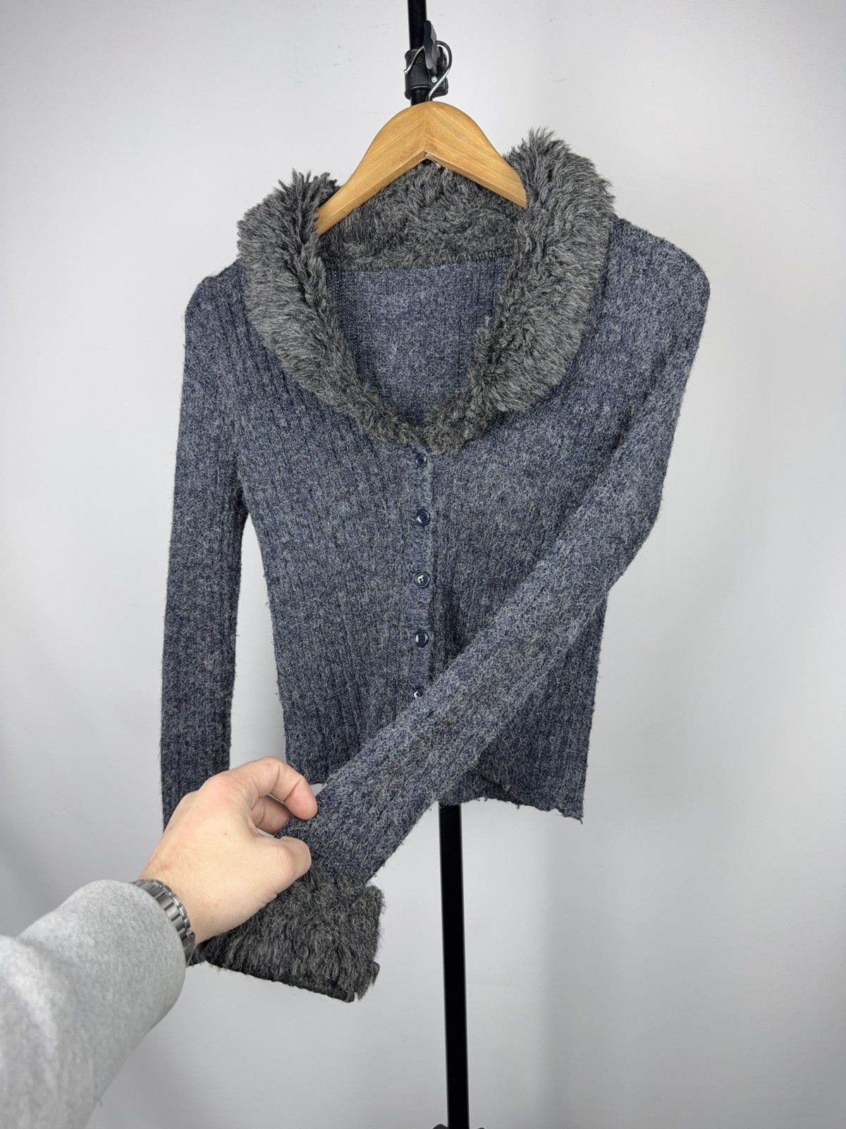 If Six Was Nine Y2K Faux Fur Trim Knit Retro Cardigan If Six Was Nine Style Size S / US 4 / IT 40 - 5 Thumbnail