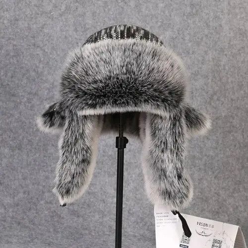 VIBE Vintage Bomber Hat Rex Rabbit Fur Trapper Hat Size ONE SIZE - 7 Thumbnail