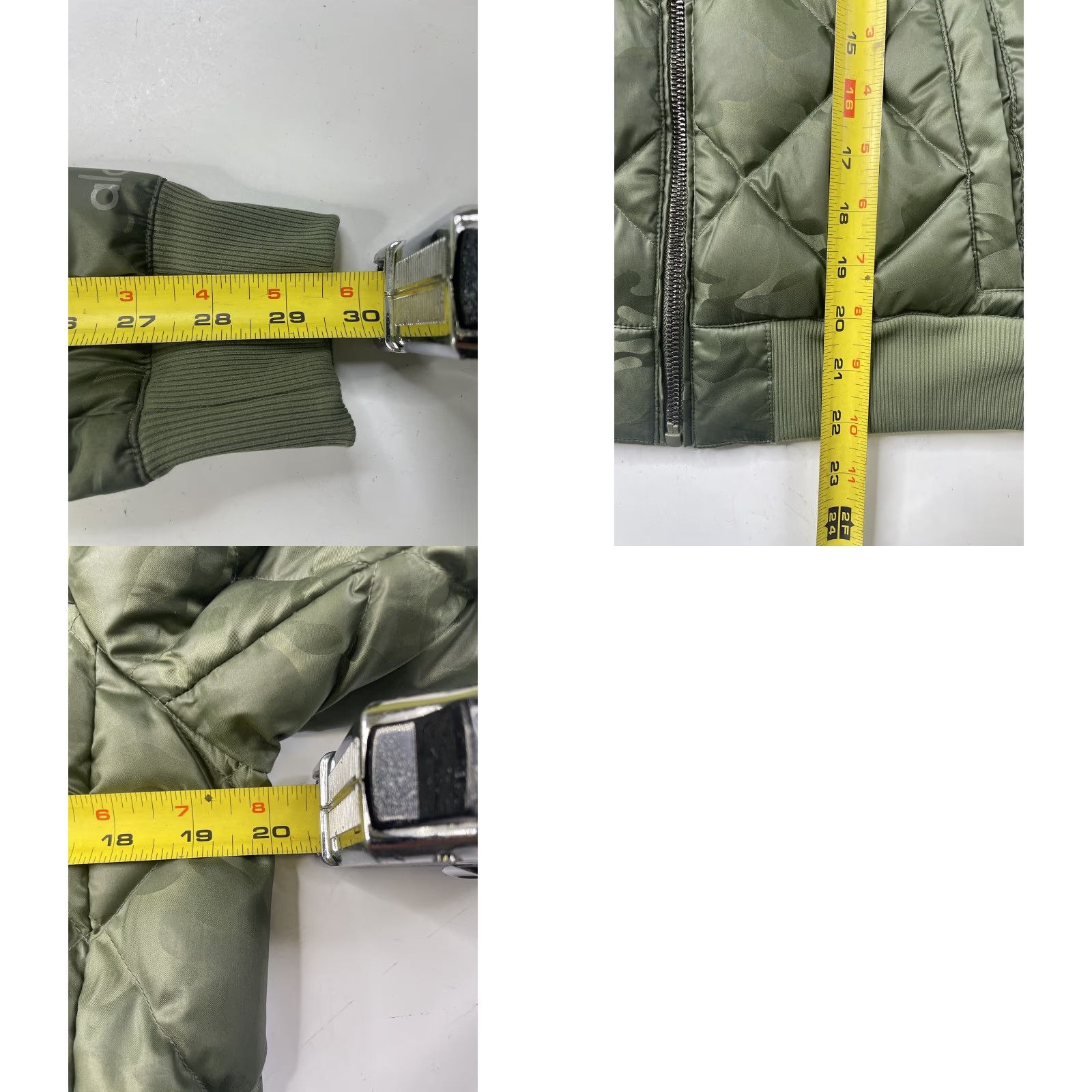 Alo ALO Green Camo Quilted Down Puffer Bomber Jacket Full Zip Womens Size S Size S / US 4 / IT 40 - 8 Thumbnail
