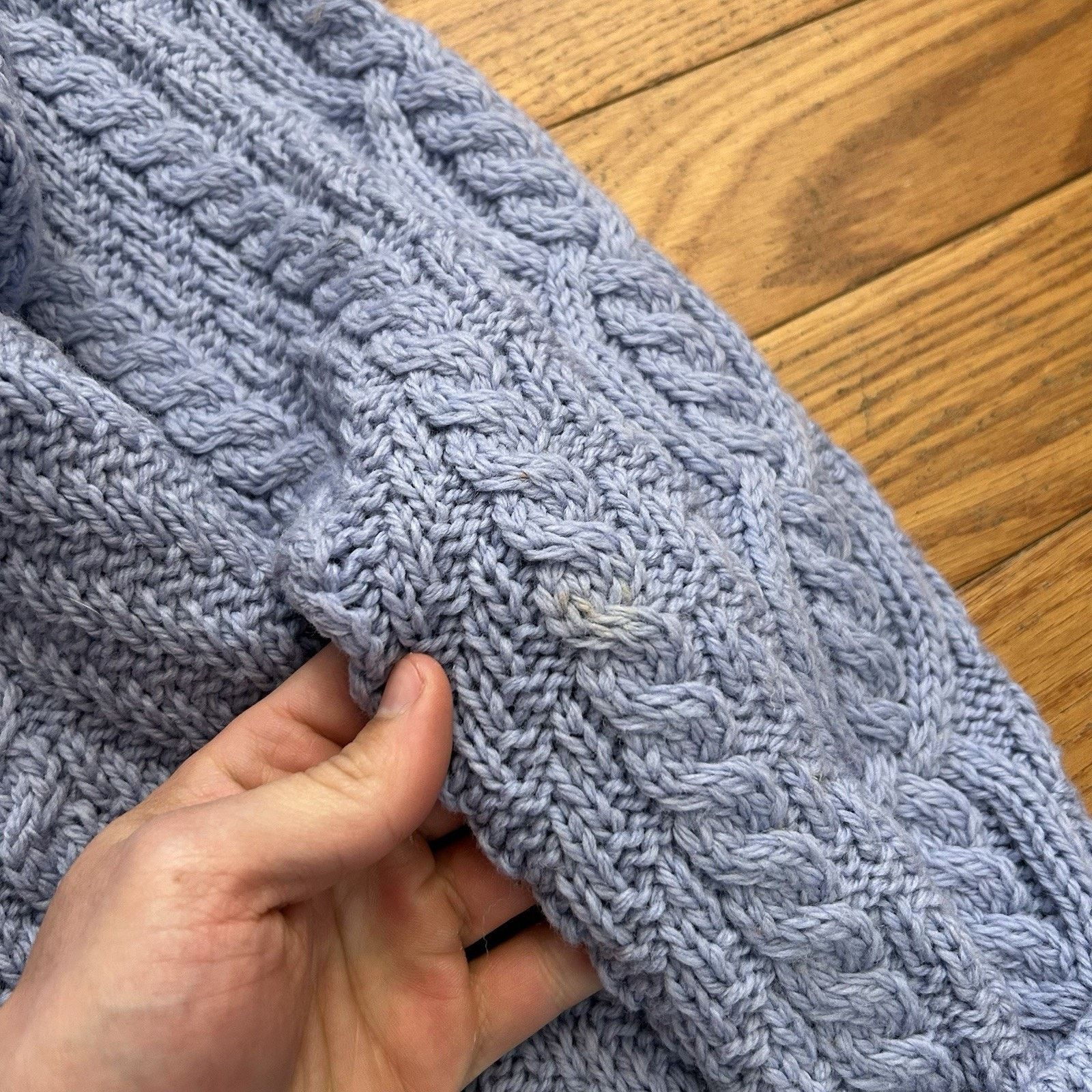 Aran Crafts Merino Wool Cable Knit Double Breasted Long Cardigan Sweater Size L / US 10 / IT 46 - 4 Thumbnail