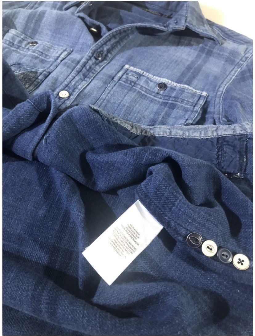 Polo Ralph Lauren PRL plaid blue ombré patchwork distressed wash denim Small Size US S / EU 44-46 / 1 - 5 Thumbnail