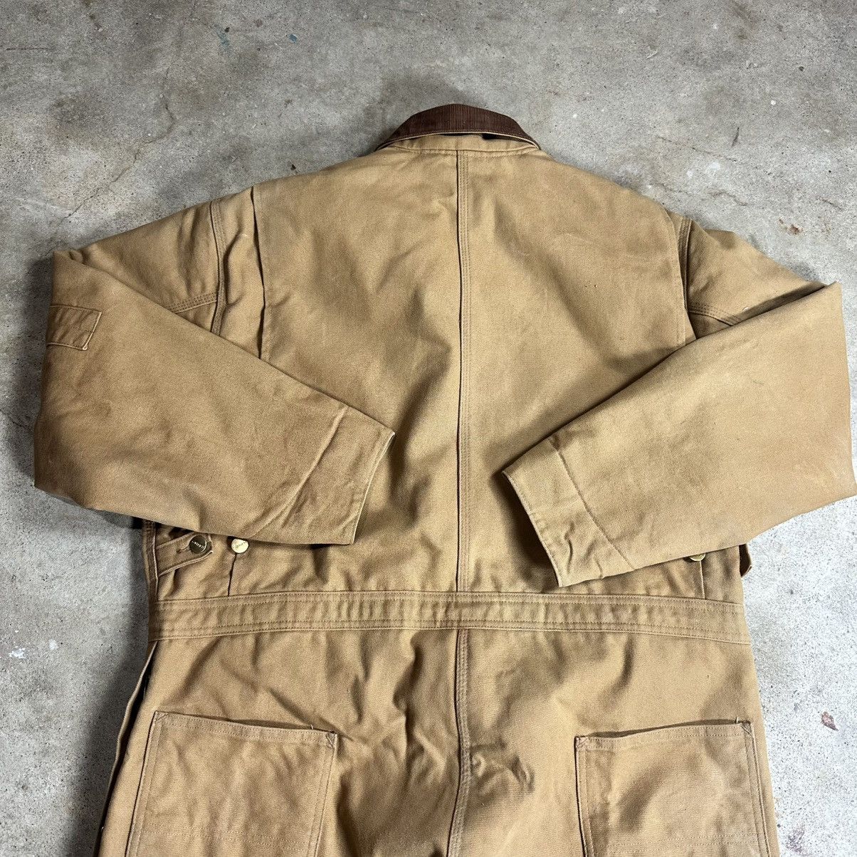 Carhartt Vintage 90s Made in USA Tan Carhartt Quilt Lined Coveralls Size US 40 / EU 56 - 15 Thumbnail