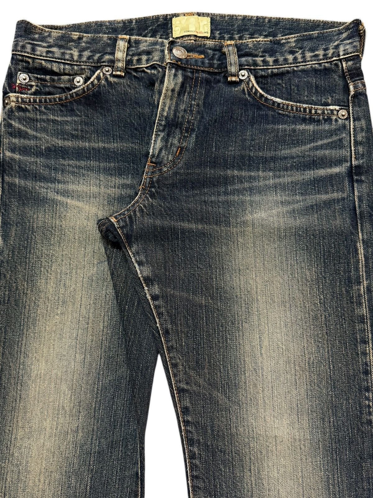 Edwin Vintage 90 Edwin 505 Blue Faded Wash Wide Leg Flare Jeans Size 28" / US 6 / IT 42 - 4 Thumbnail