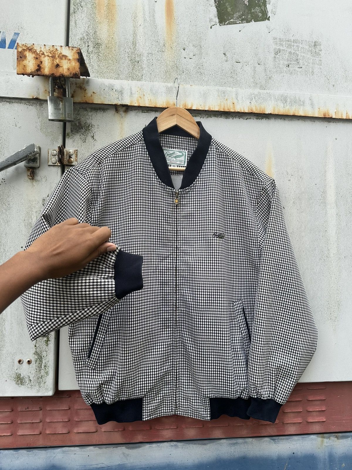 Vintage 👹Vintage Crocodile Classic Plaid Blue Bomber Jacket Size US L / EU 52-54 / 3 - 6 Thumbnail