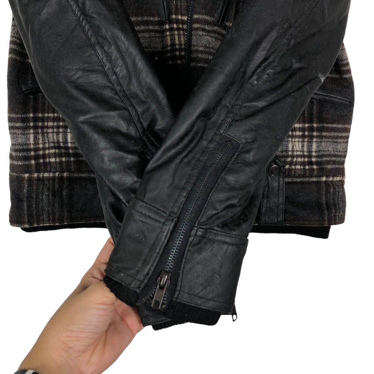 Japanese Brand 🔥Vintage Biker Jacket Leather Handling BreathMint Tartan Size US M / EU 48-50 / 2 - 15 Thumbnail
