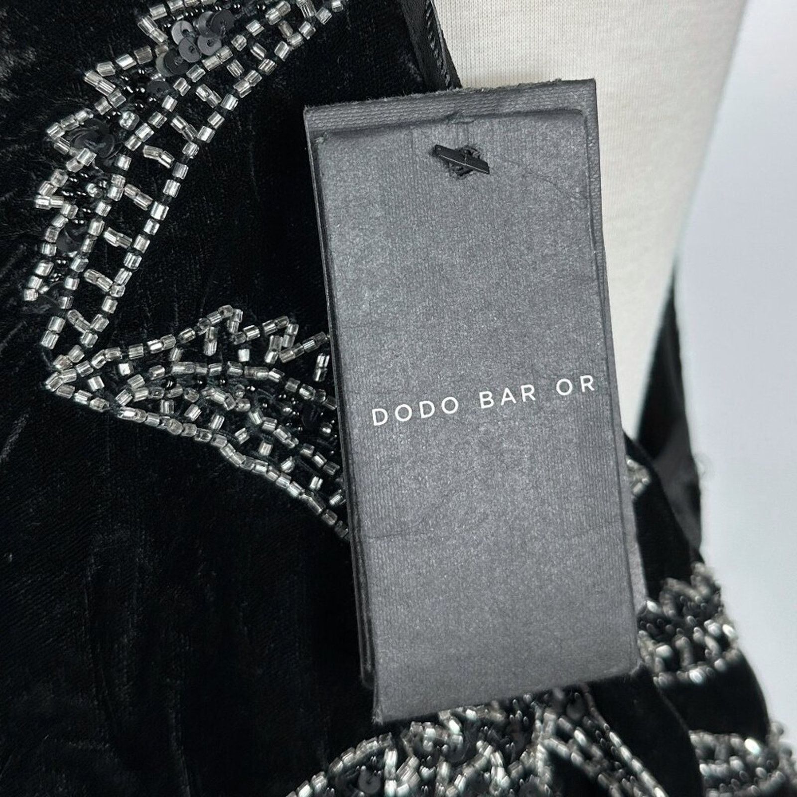 Dodo Bar Or Dodo Bar Or Agnes Black Velvet Beaded Asymmetrical Dress Size L / US 10 / IT 46 - 6 Thumbnail