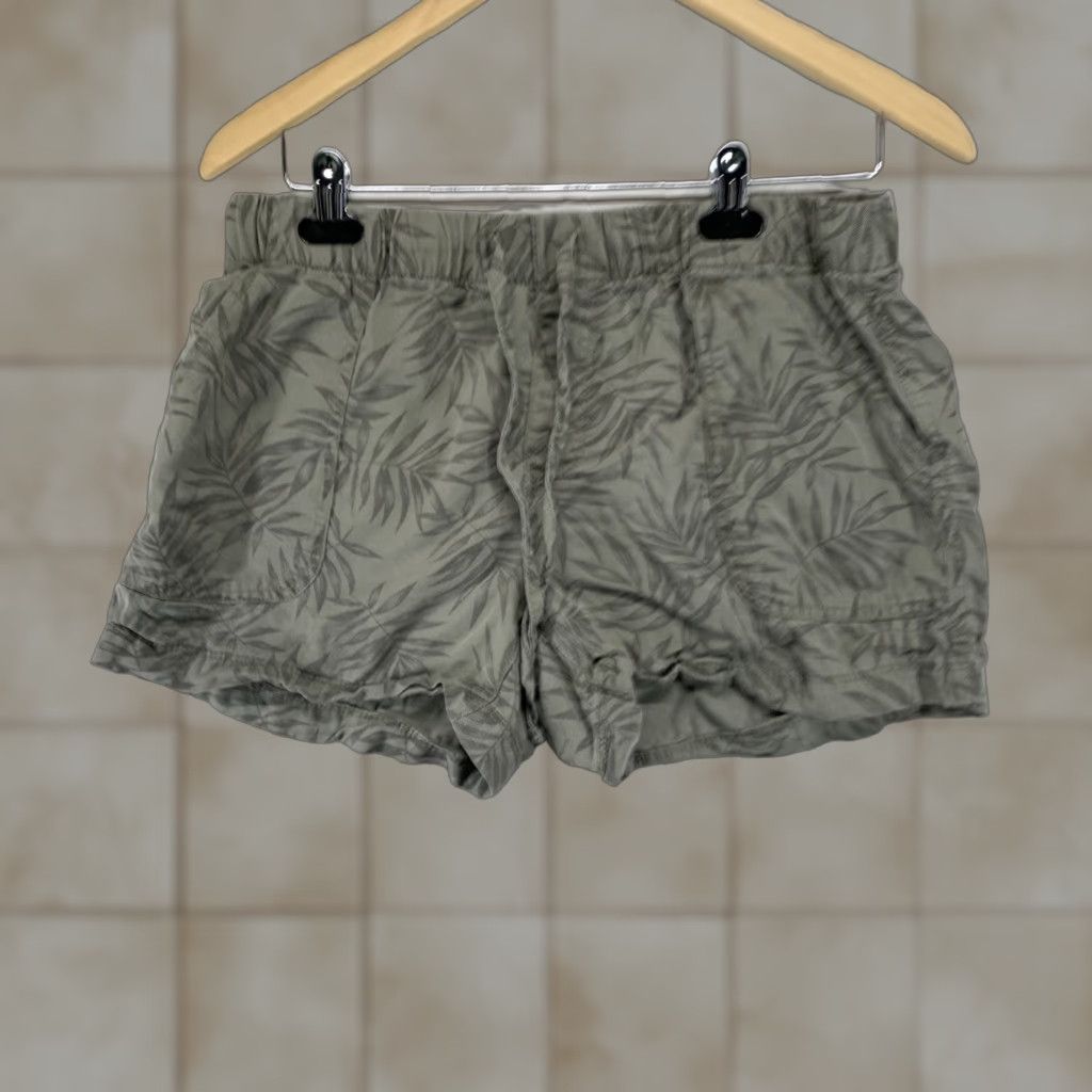 Gap Gap Women's Light Olive Botanical Print Shorts S High Rise Drawstring Tropical Beach Modern Size 28" / US 6 / IT 42 - 1 Thumbnail