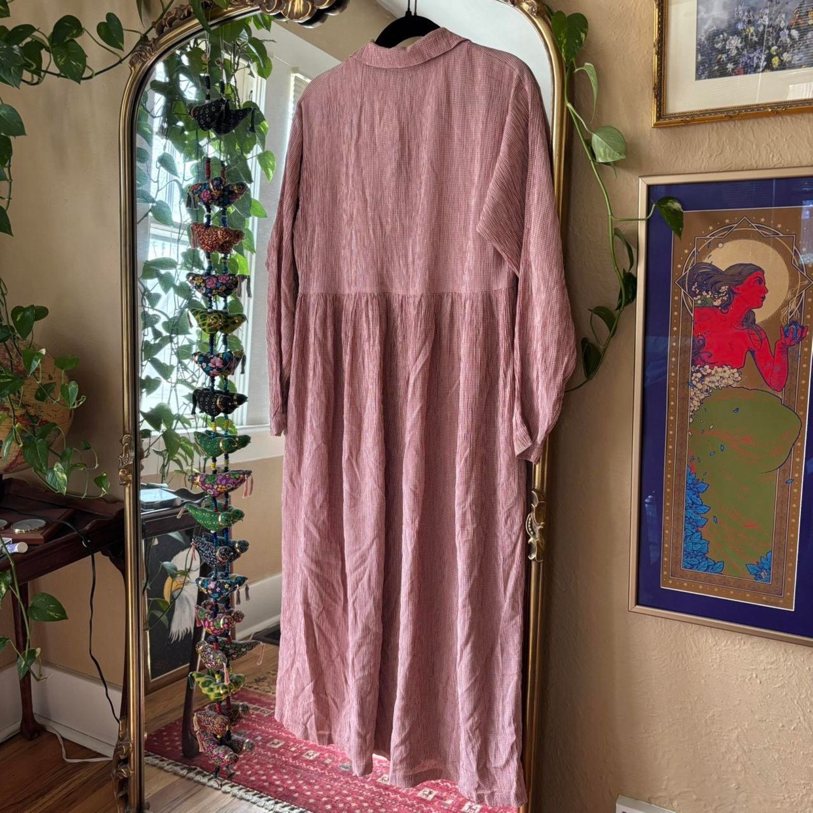 Vintage Vintage All Week Long Salmon Gingham Maxi Dress 10 Cottage Size L / US 10 / IT 46 - 7 Thumbnail