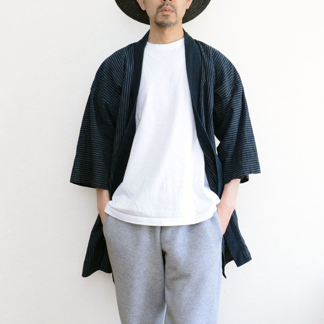 Other Noragi Jacket Japanese Vintage Indigo Stripe Cotton Tenugui Size US L / EU 52-54 / 3 - 15 Thumbnail