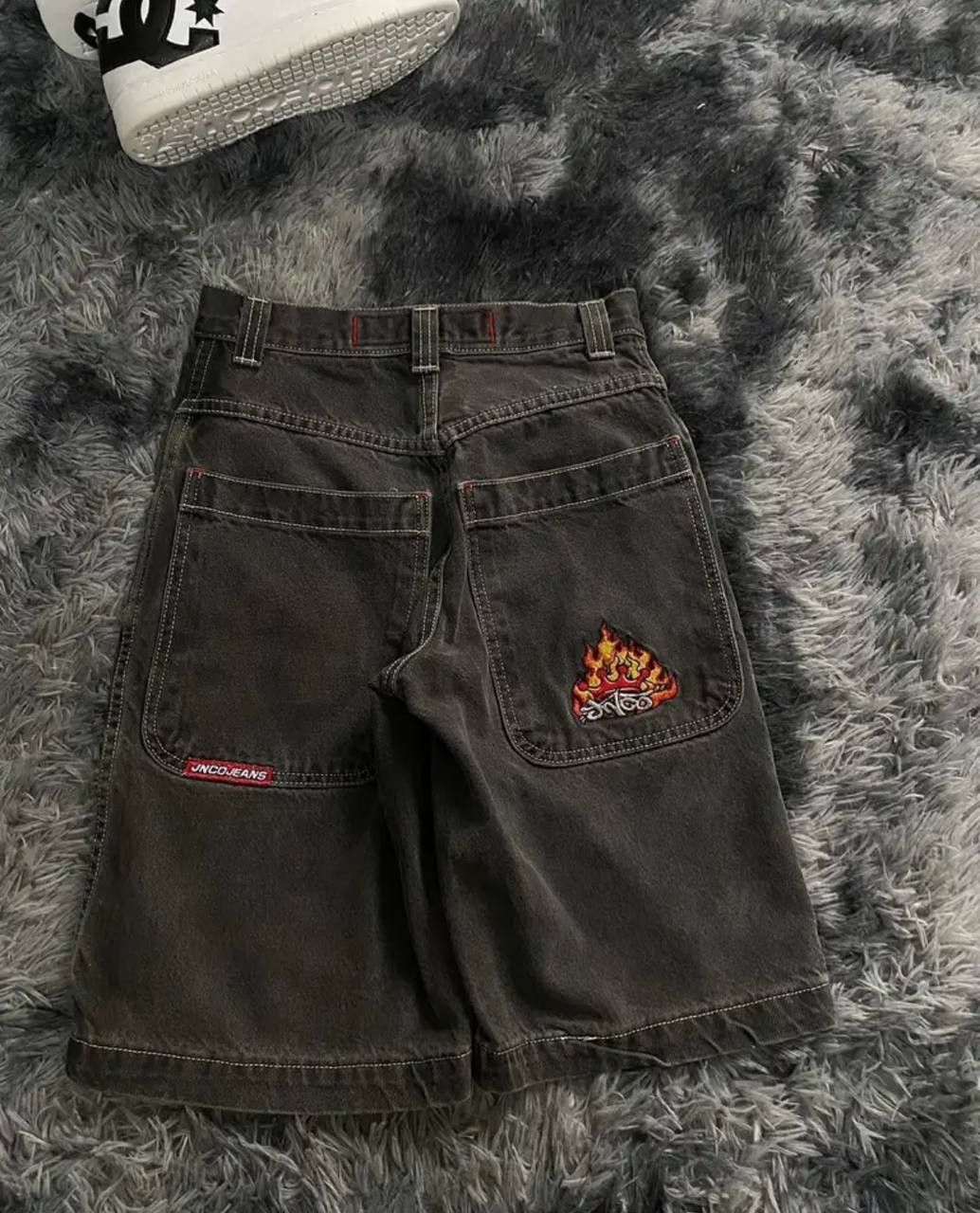 Japanese Brand × Vintage gothic retro embroidered denim shorts Size US 34 / EU 50 - 1 Thumbnail