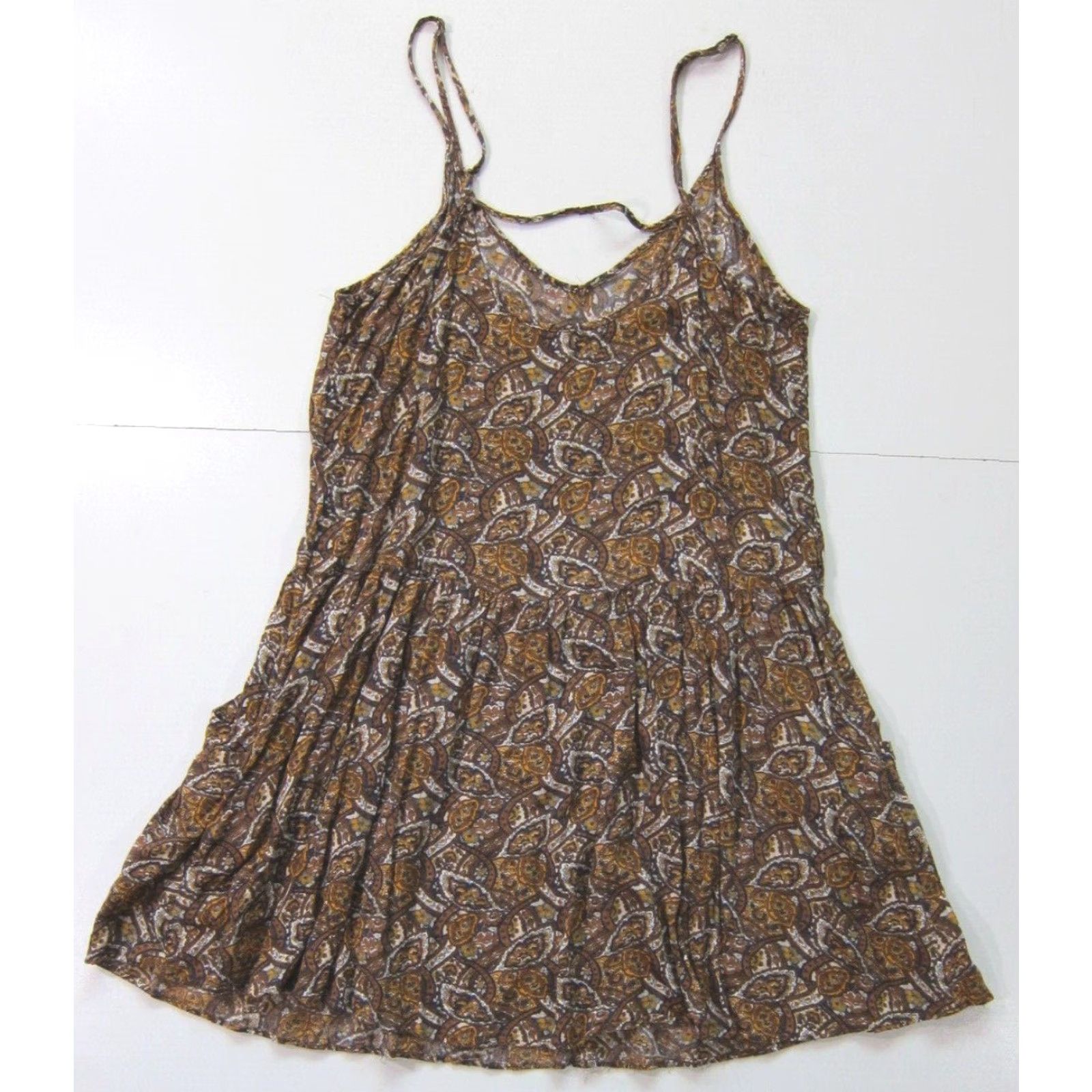 American Eagle Outfitters VINTAGE American Eagle Outfitters Dress Pocket Floral Paisley 100% Rayon Brown Yellow M Women Sleeveless Pockets Size M / US 6-8 / IT 42-44 - 2 Thumbnail