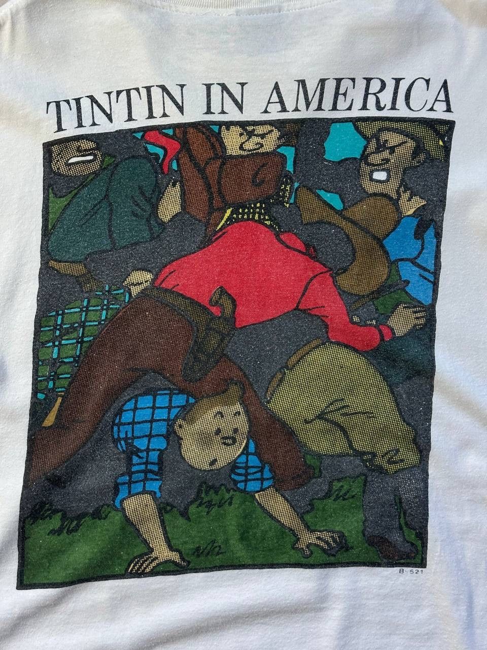 Band Tees × Cartoon Network × Vintage 90s Single Stich TinTin in America The Adventure T-Shirt Size US XL / EU 56 / 4 - 4 Thumbnail