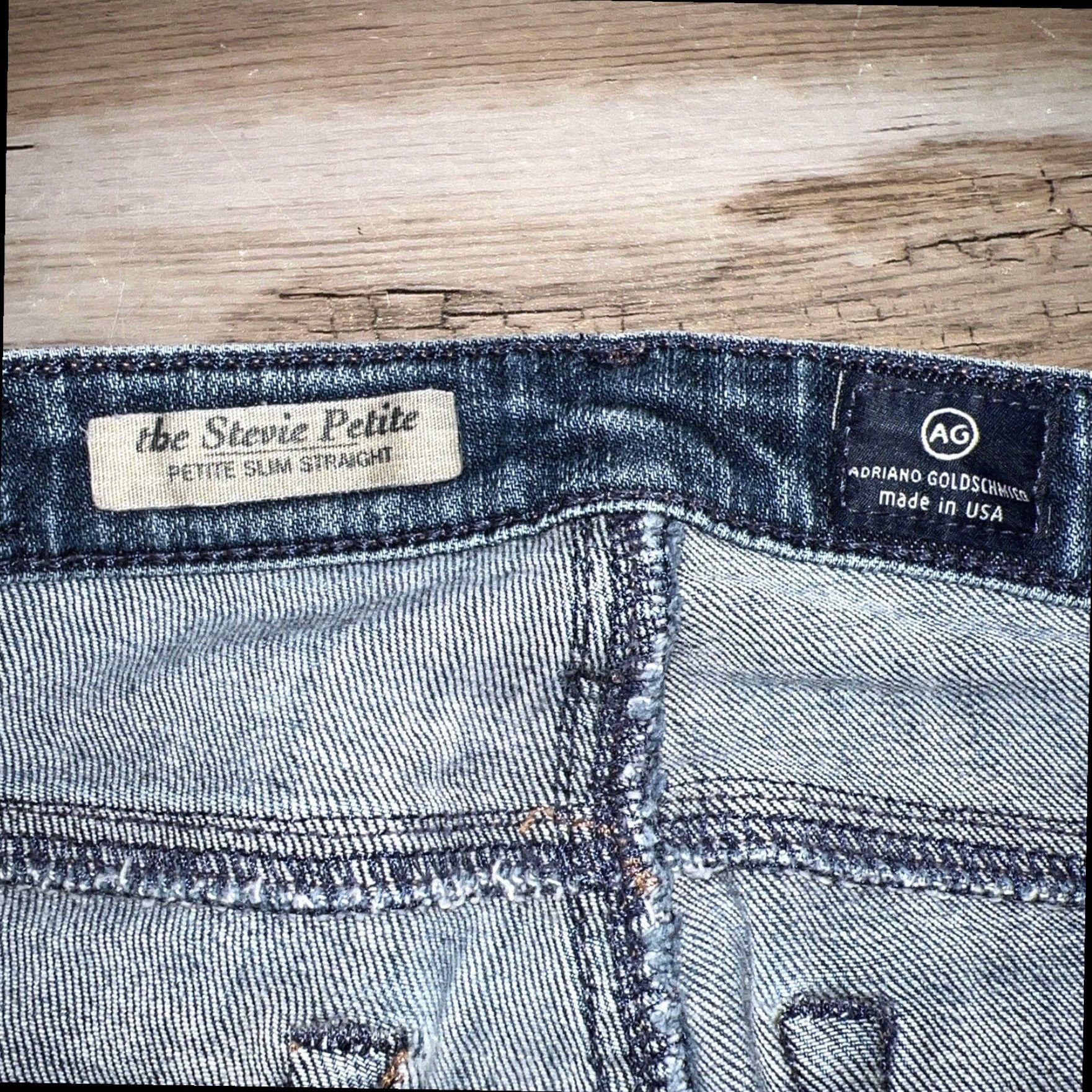 Vintage AG Adriano Goldschmied The Stevie Blue Straight Jeans Women's Petite Size 25P Size 42" / US 20 - 5 Thumbnail