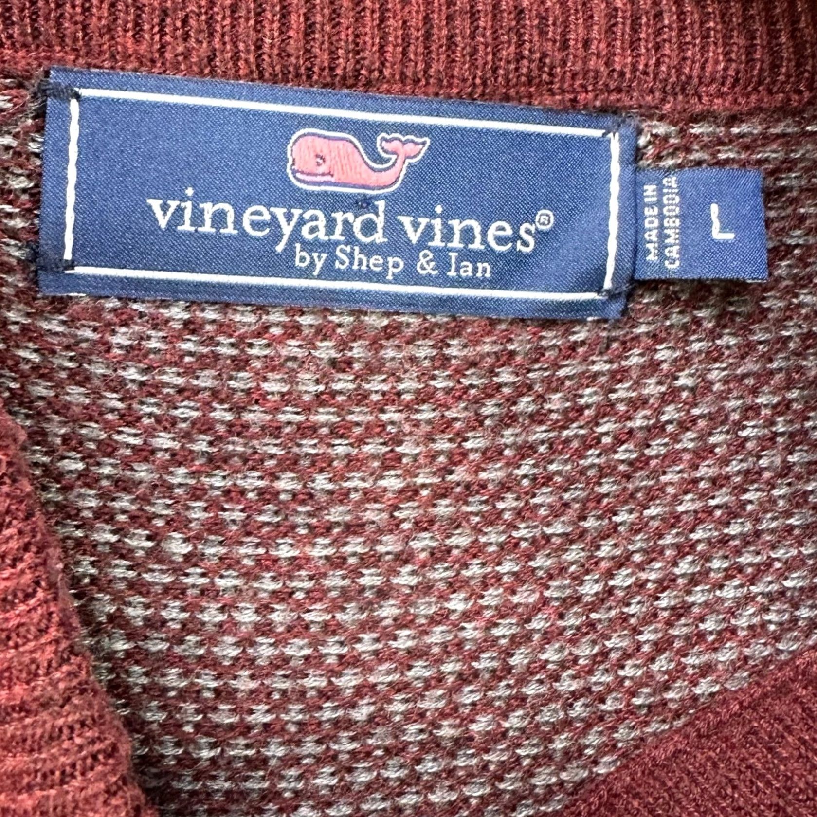 Vineyard Vines Vineyard Vines Merino Wool Sweater Pullover Mens Large Burgundy Knit Quarter Zip Shirt Size US L / EU 52-54 / 3 - 5 Thumbnail