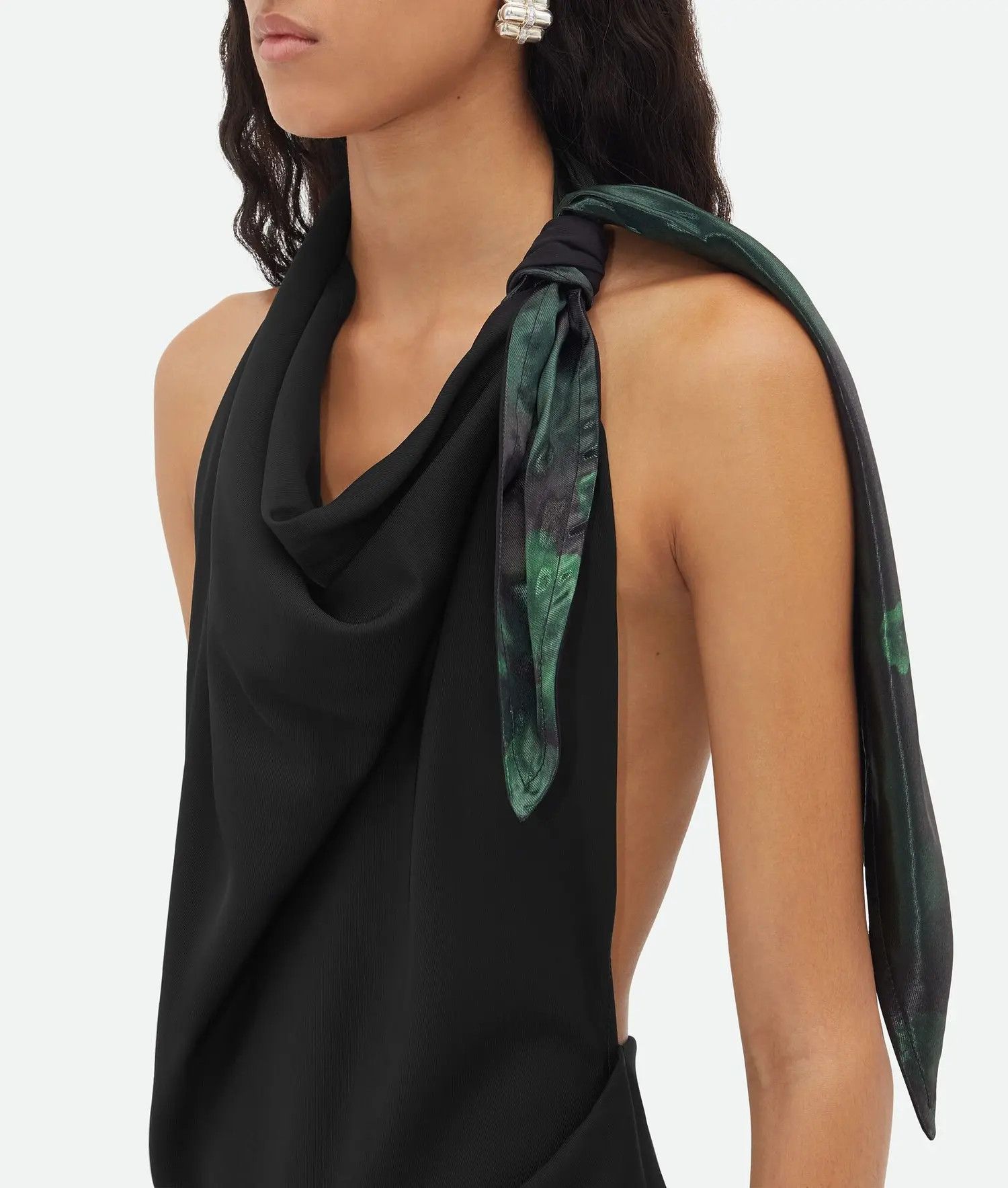 Bottega Veneta o1bcso1str0425 Fluid Viscose Midi Dress in Black Size M / US 6-8 / IT 42-44 - 4 Thumbnail
