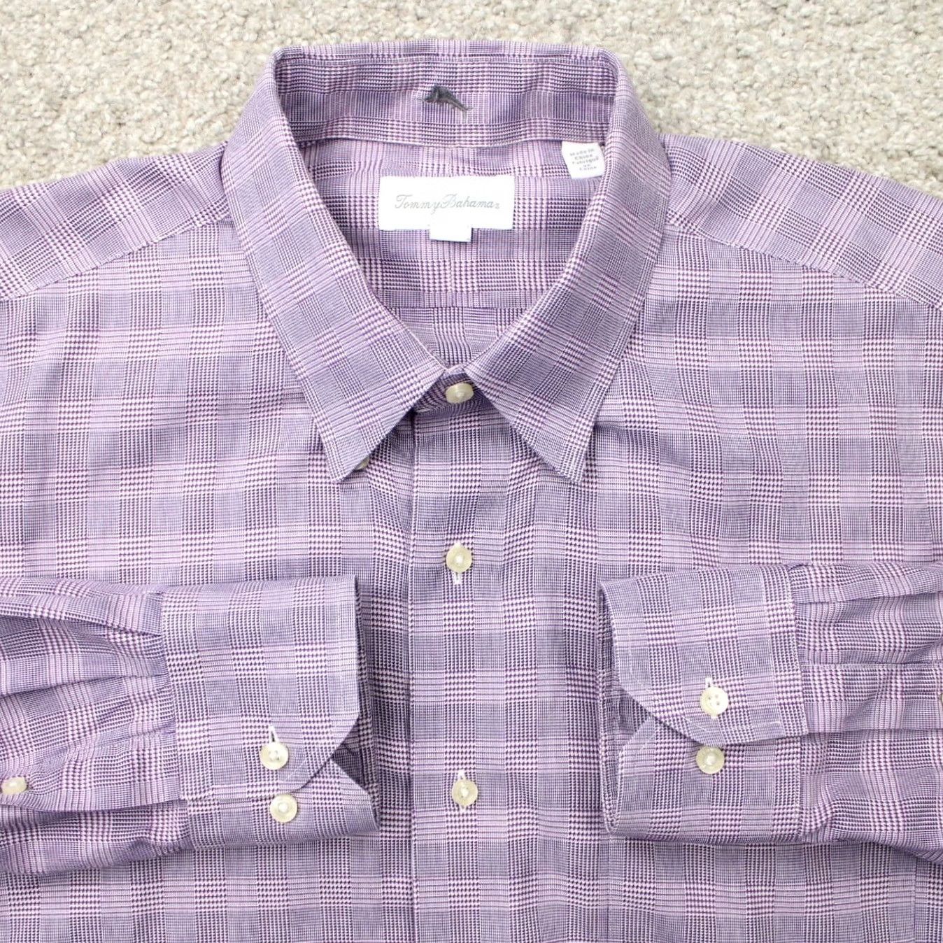 Tommy Bahama Tommy Bahama Shirt Mens 17 36/37 Purple 100% Cotton Long Sleeve Button Down Size US XL / EU 56 / 4 - 2 Thumbnail