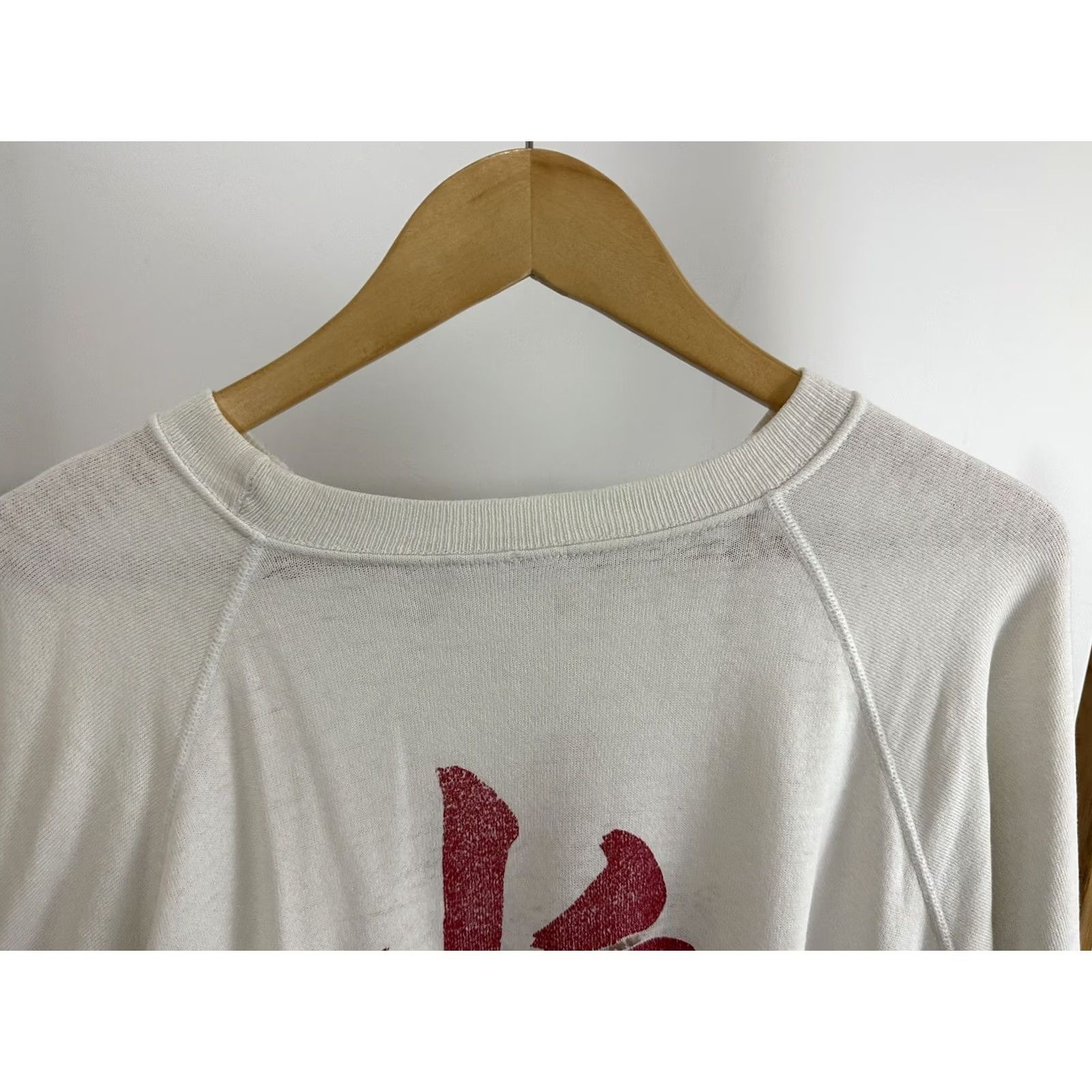 Hanes VTG 80s Hikari Japan Light Paper Thin Burn Out Sweatshirt Worn Thrashed Size XL Hanes White Men Pullover 80s Distressed Size XL Mens Size US XL / EU 56 / 4 - 6 Thumbnail