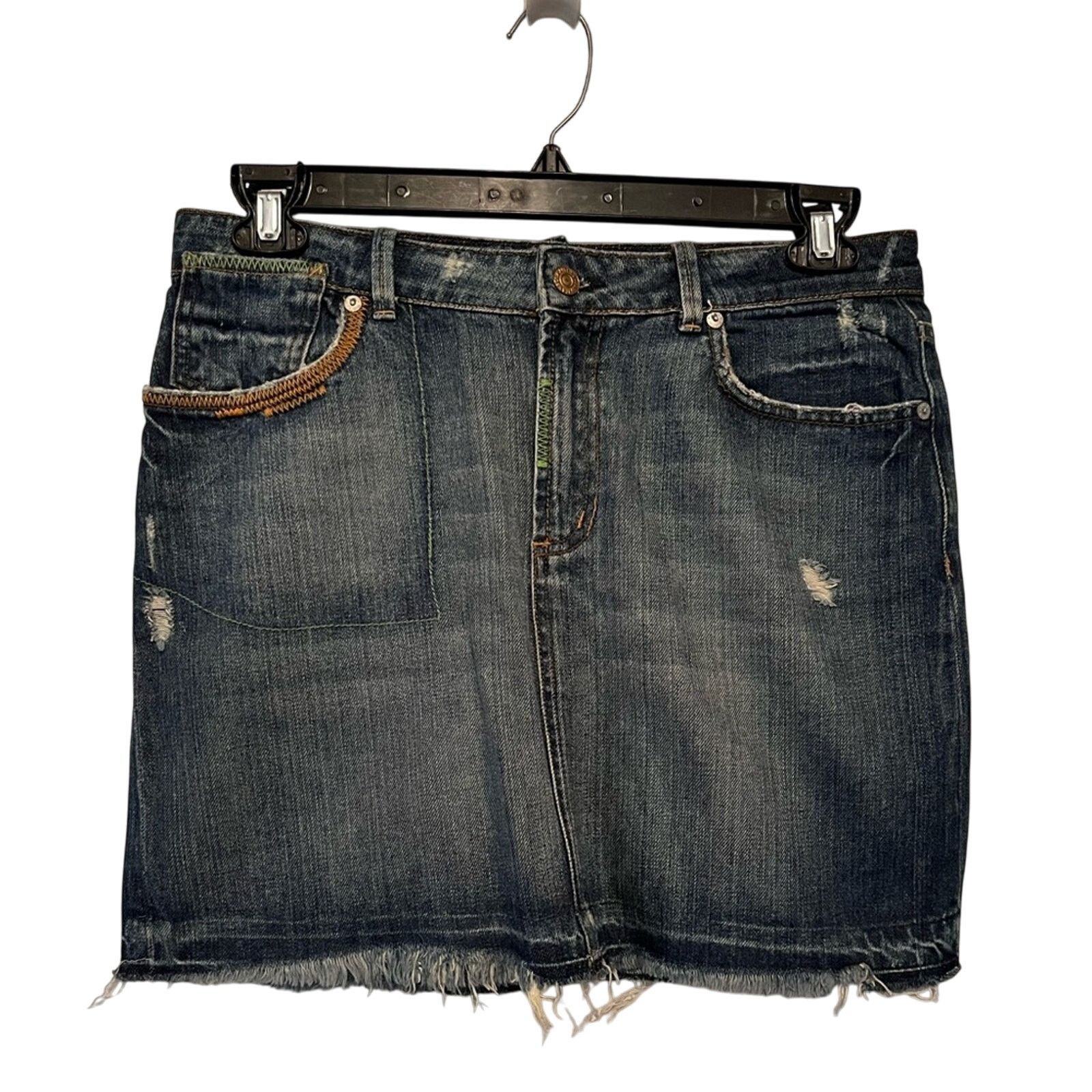 Ralph Lauren Ralph Lauren Skirt Melanie Raw Edge Denim Jean Size 29 Med Size 29" - 1 Thumbnail