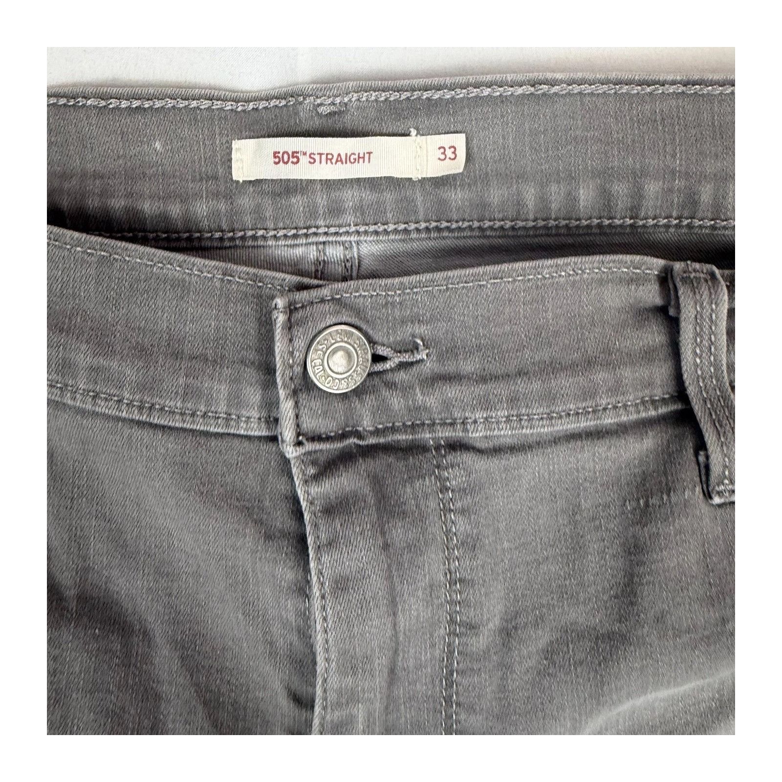 Levi's Levi's 505 Straight Fit Jeans Grey Men's Size 33 Denim Casua Size US 33 - 3 Thumbnail