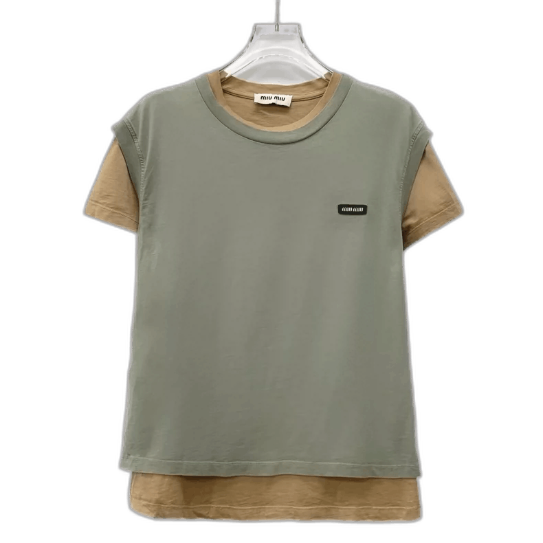 Miu Miu MiuMiu Color Block Cotton T-Shirt XS-yf Size US XS / EU 42 / 0 - 1 Thumbnail