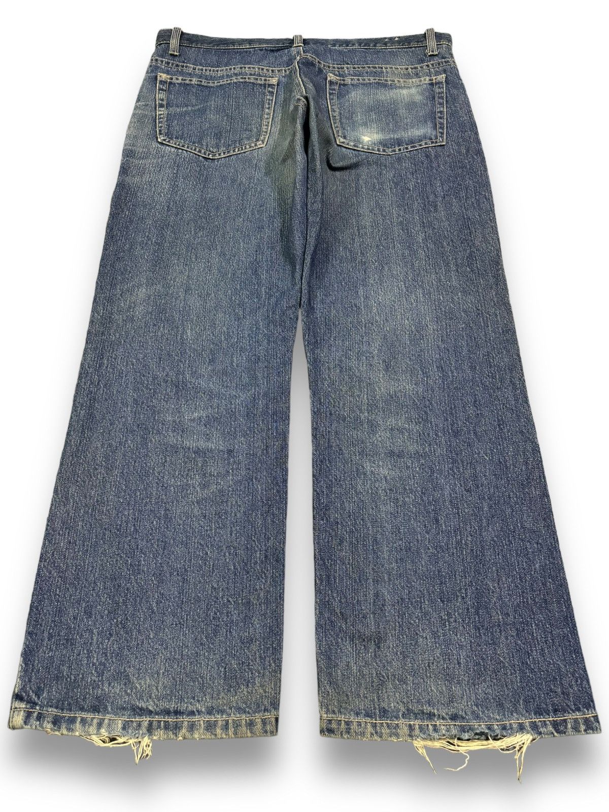 Japanese Brand Vintage Japanese Brand Blue Washed Loose Fit Ripped Jeans Size US 34 / EU 50 - 2 Thumbnail