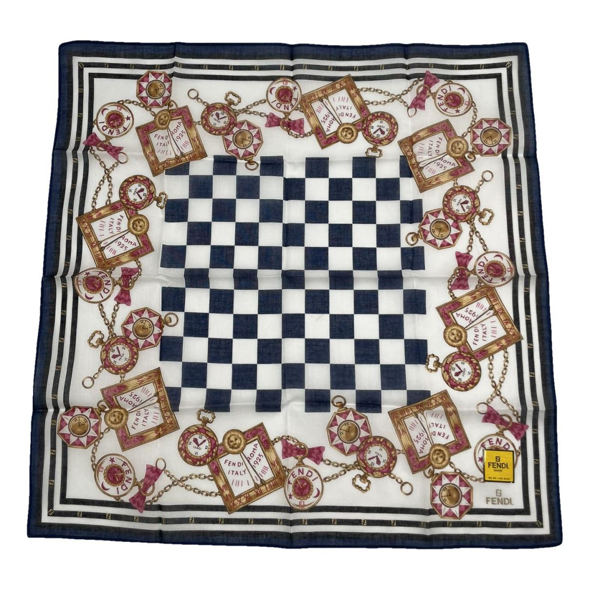 Fendi Navy Silk Scarf Size ONE SIZE - 1 Thumbnail