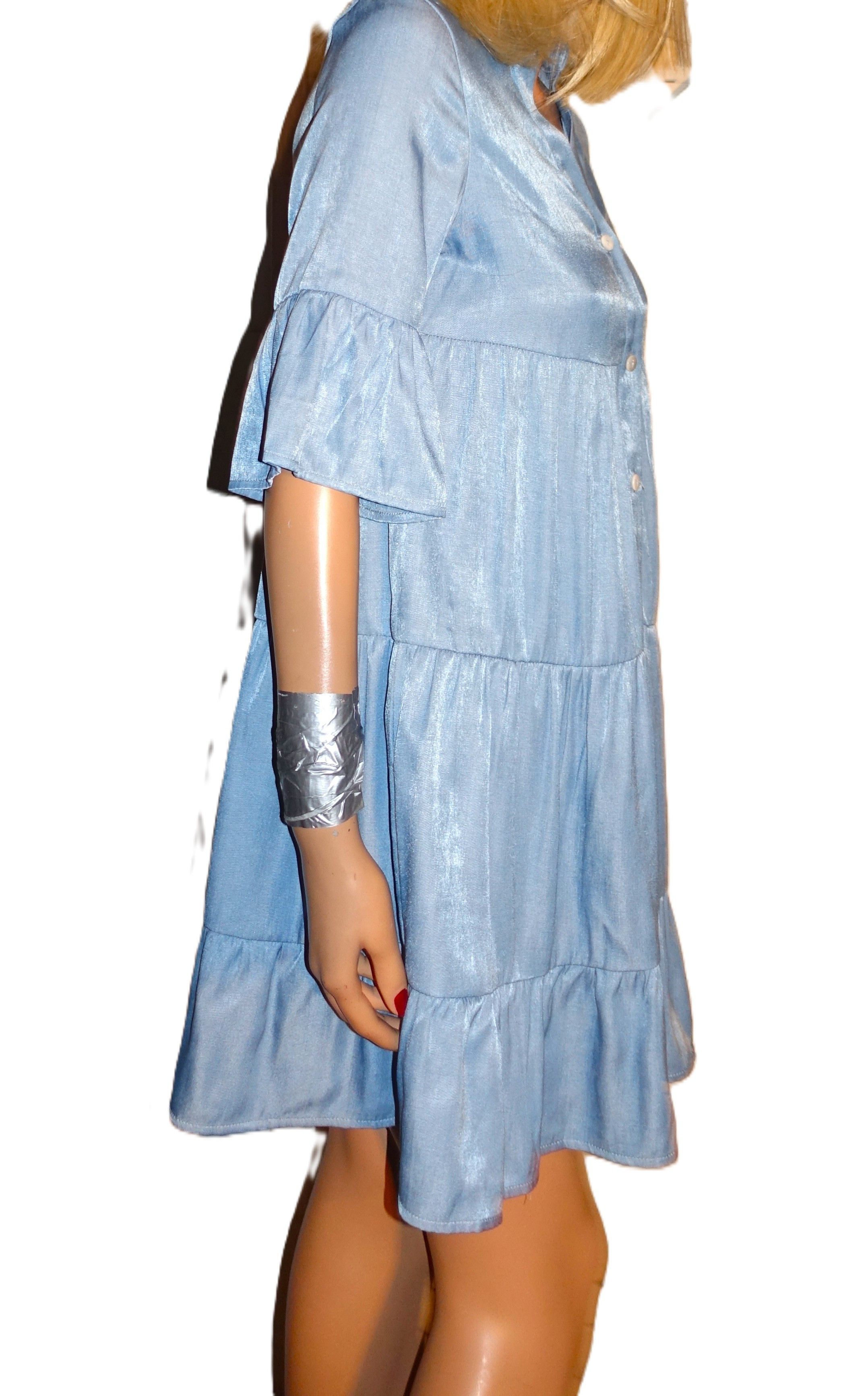 Other Cupshe Light Blue Tiered Ruffle Dress XS NWT Size XS / US 0-2 / IT 36-38 - 5 Thumbnail