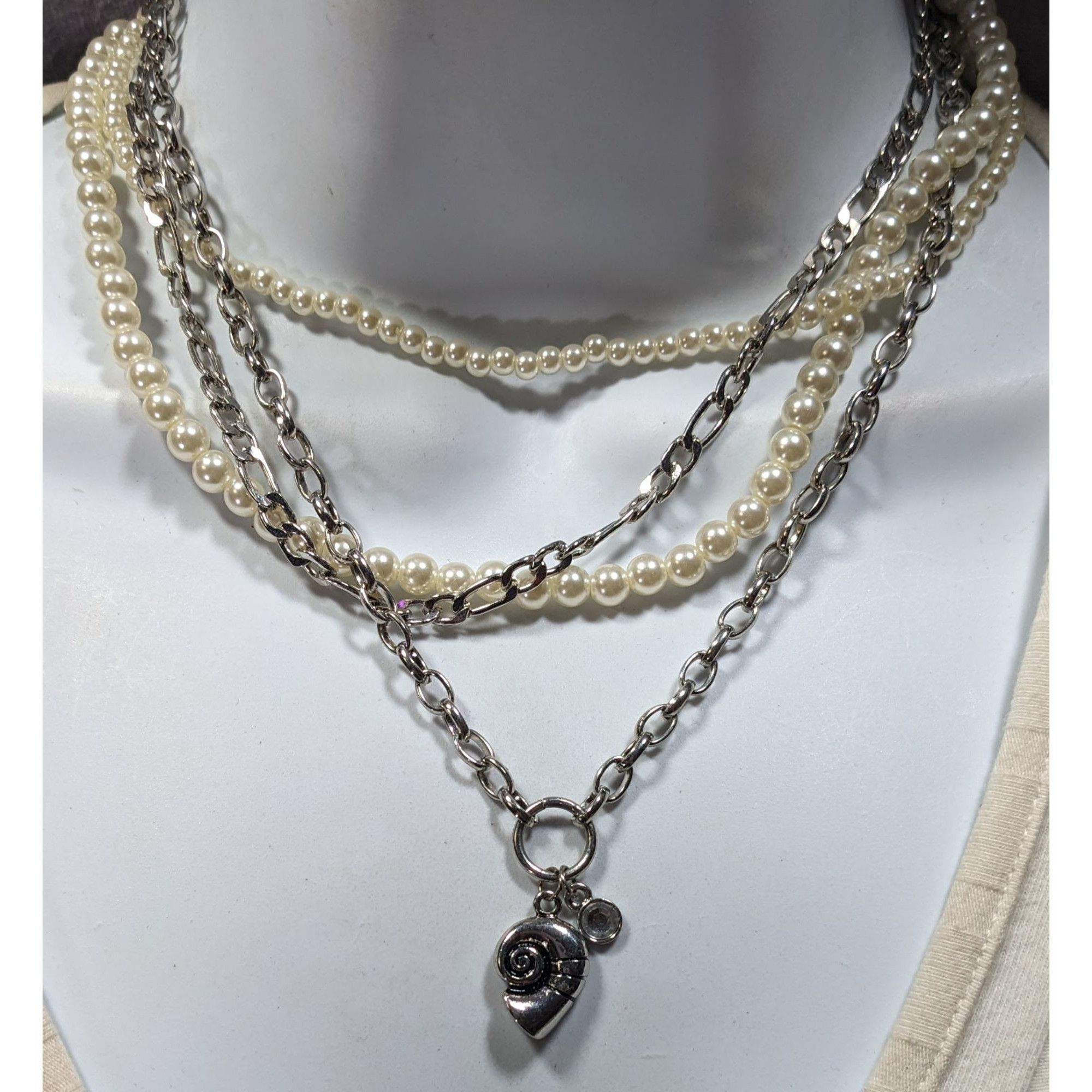 Other Mermaidcore Glam Faux Pearl And Chain Layered Pendant Neckla Size ONE SIZE - 2 Thumbnail