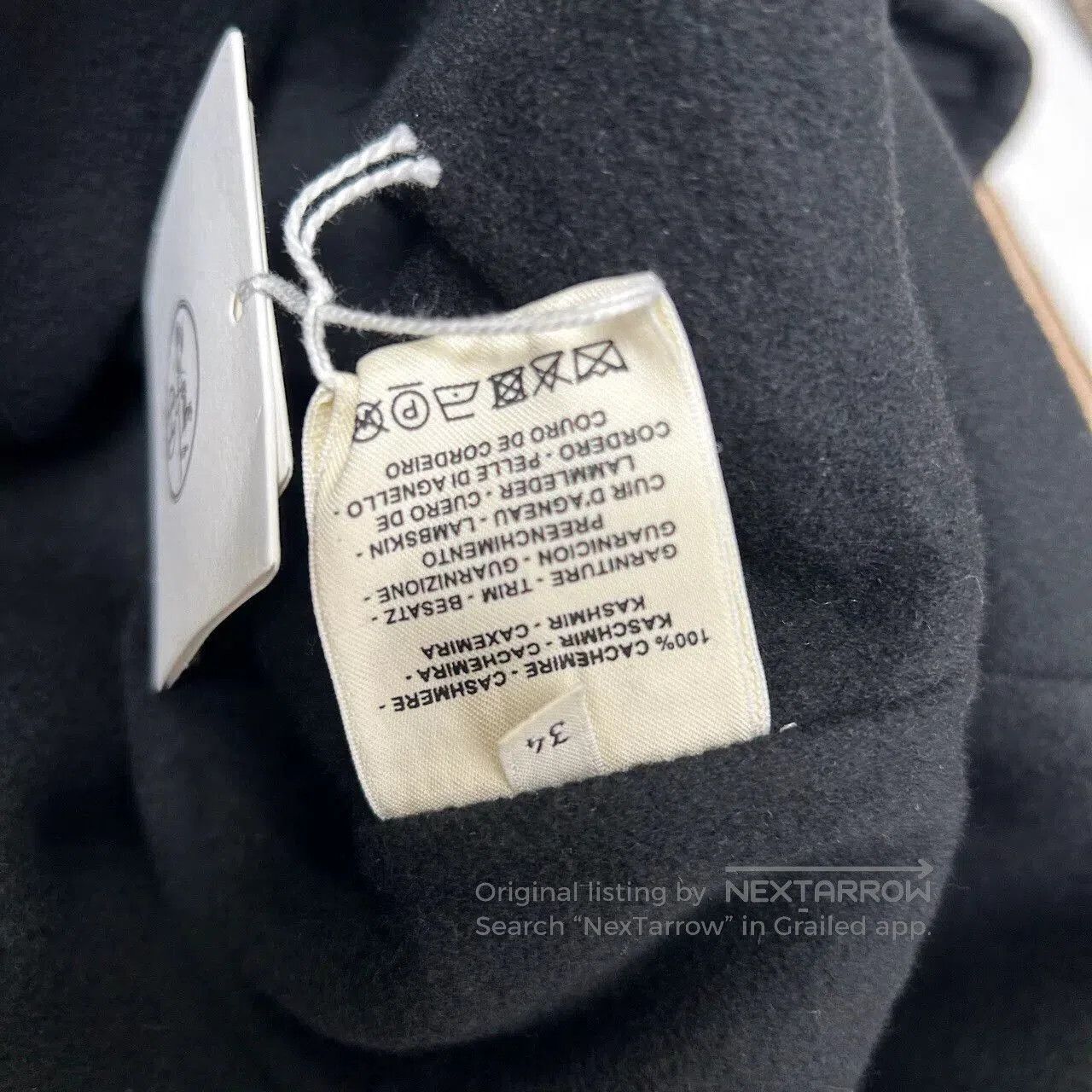 Hermes Black Cashmere Lapel Coat Size 34.
