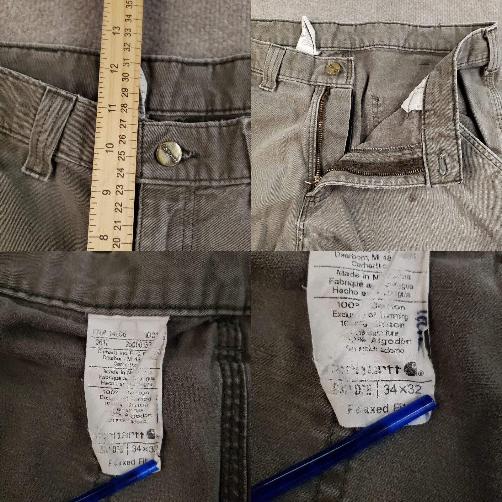 Carhartt Carhartt Carpenter Pants Men 34x32 Green Distressed Paint Relaxed Workwear Straight 5-Pocket Mens Size US 34 / EU 50 - 8 Thumbnail
