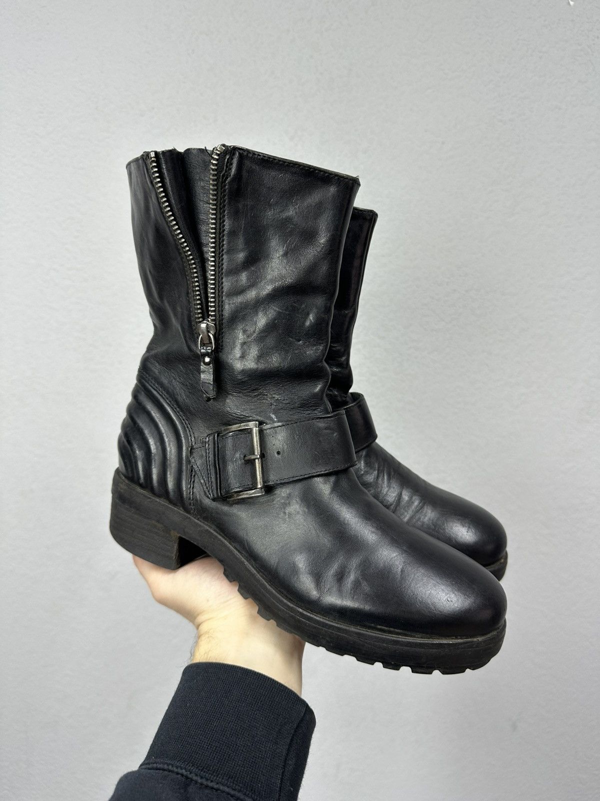 A.S.98 Vintage AS 98 Rick Owens Style Zip Ankle Leather Biker Boots Size US 8 / IT 38 - 6 Thumbnail
