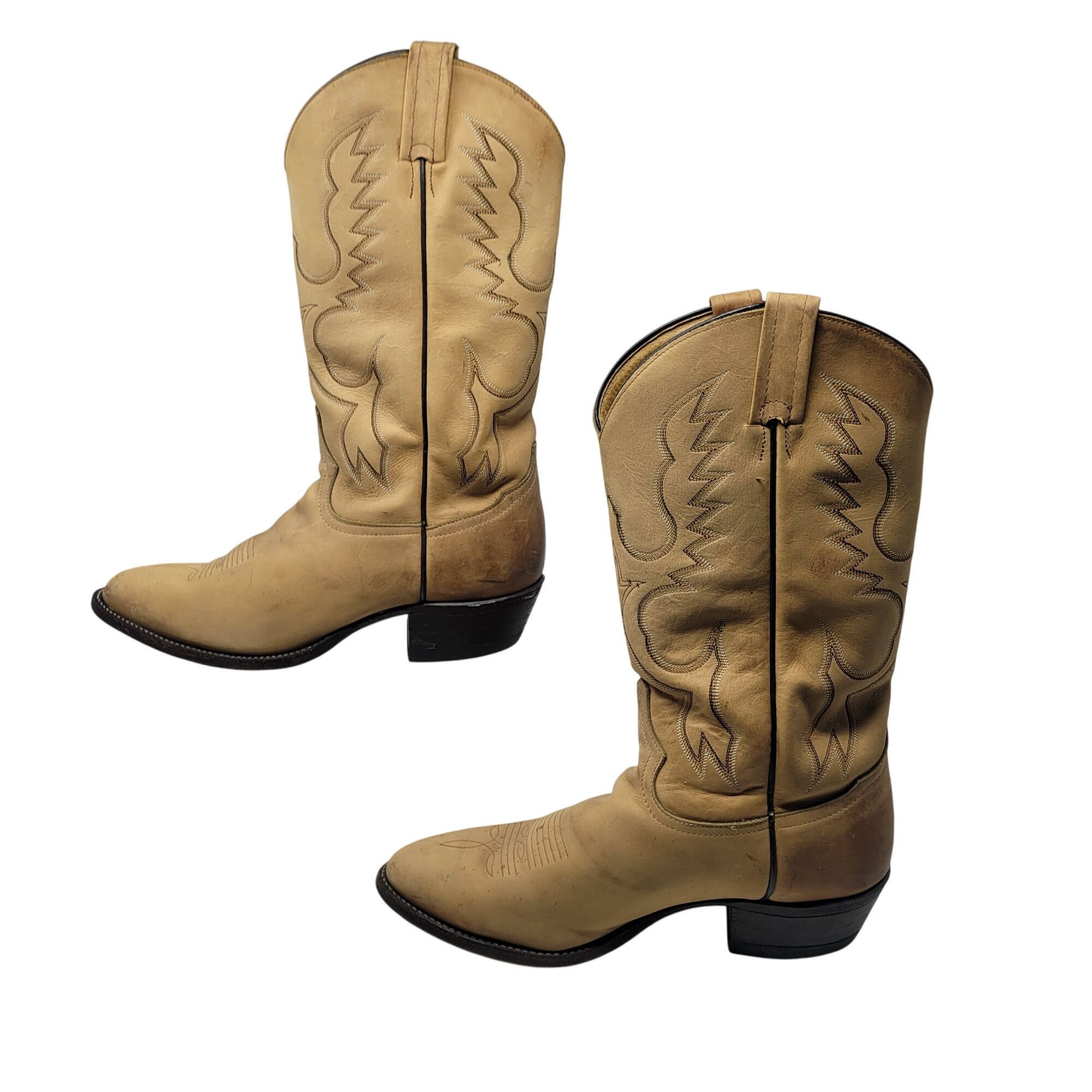 Tony Lama VTG Mens Tony Lama Tan Leather Western Cowboy Boots Sz 9.5 E Size US 9.5 / EU 42-43 - 4 Thumbnail