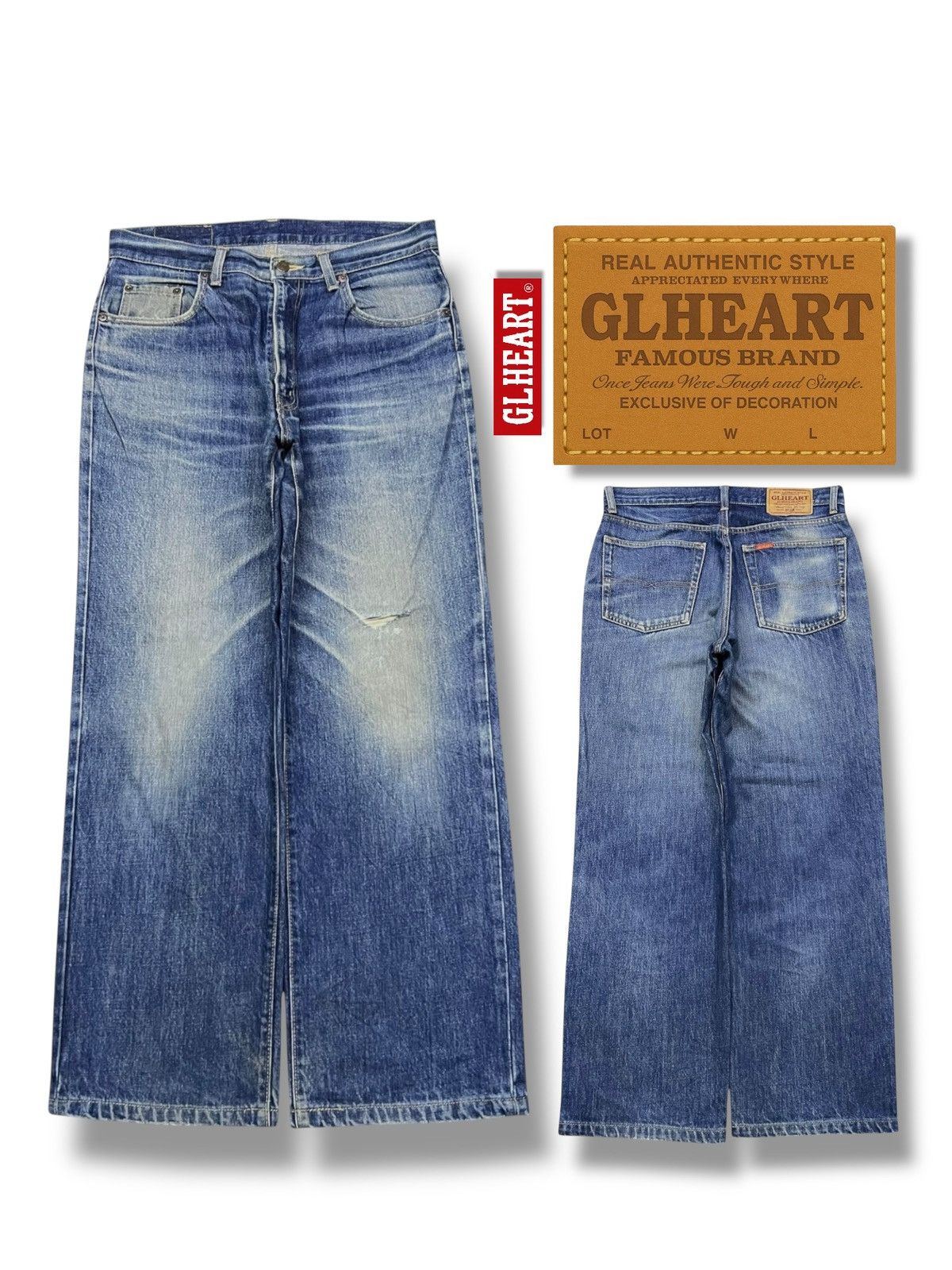 Japanese Brand Vintage GL Heart Japan - Faded Wash Jeans Size US 33 - 1 Thumbnail