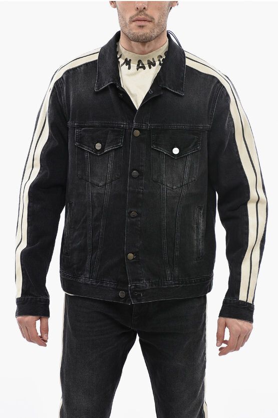 image of Palm Angels Og1Mm0524 Denim Jacket In Black, Men's (Size 2XS)