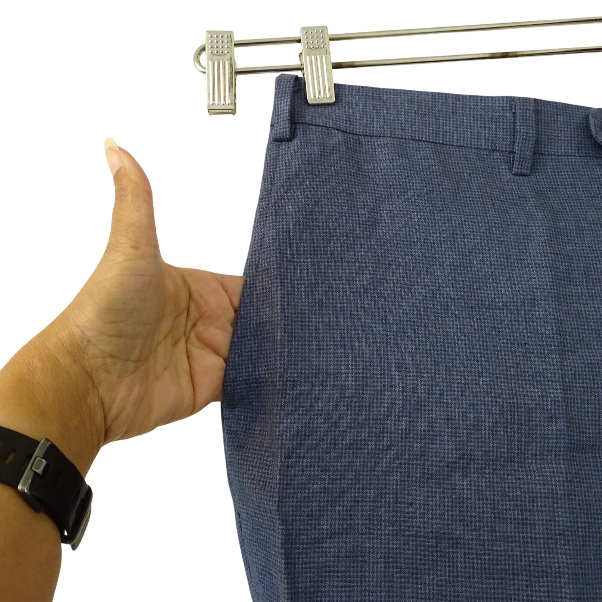 Indochino Indochino Slim Blue Micro Check Pants Men Size 38 x 26 Size US 38 / EU 54 - 2 Thumbnail