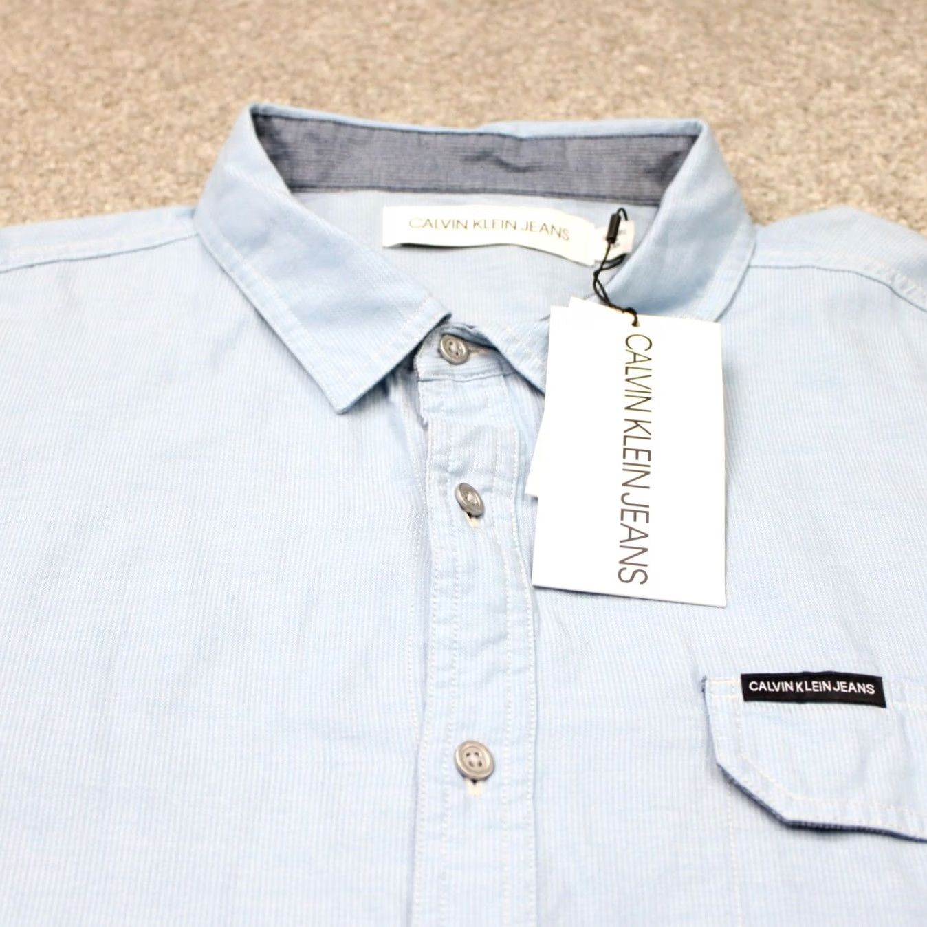 Vintage Calvin Klein Jeans Shirt Mens 2XL Blue Chambray Long Sleeve Button-Up Cotton NWT Size US XXL / EU 58 / 5 - 5 Thumbnail