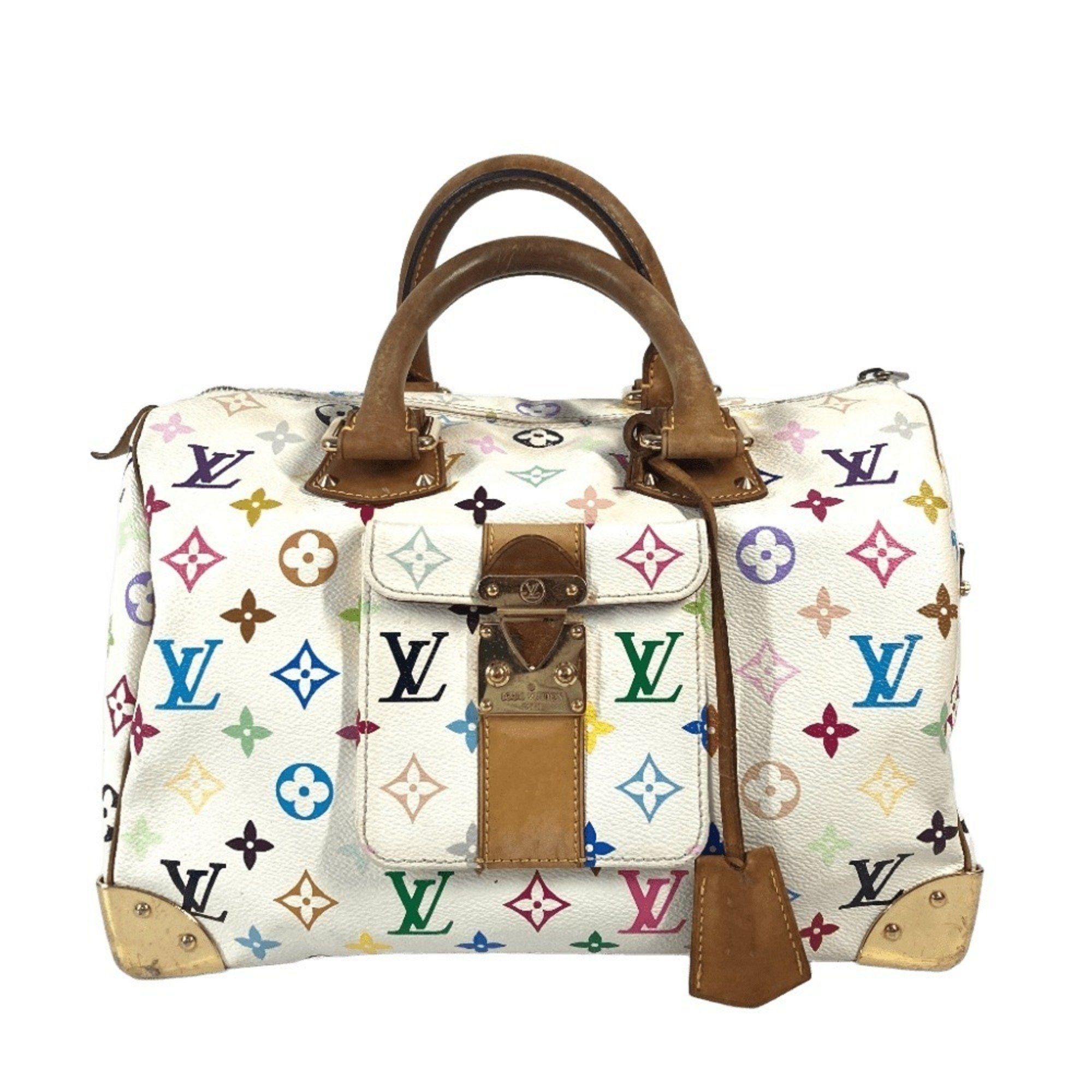Louis Vuitton M92643 Monogram Multicolor Speedy 30 Mini Boston Bag, Handbag, Canvas, Women's, Blanc White