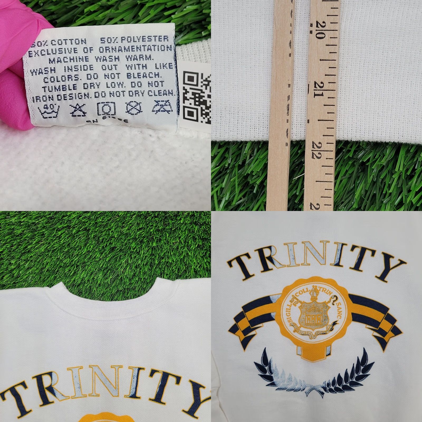 Velva Sheen VINTAGE Trinity College Sweatshirt Womens Large 22x22 White Size L / US 10 / IT 46 - 8 Thumbnail