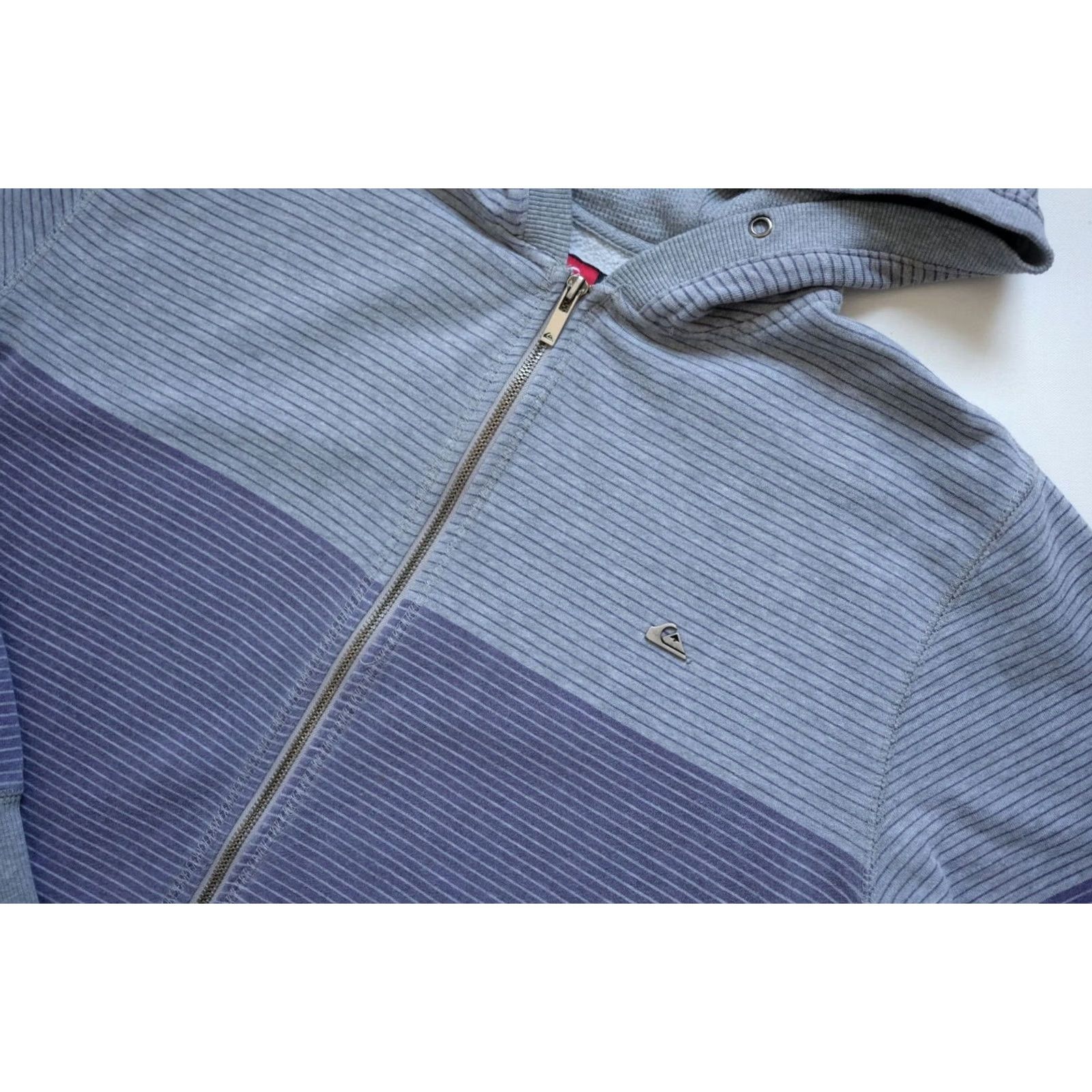 Quiksilver VINTAGE Quiksilver Hoodie Full Zip Striped Gray Sweatshirt Hooded Men SZ LG Size US L / EU 52-54 / 3 - 5 Thumbnail