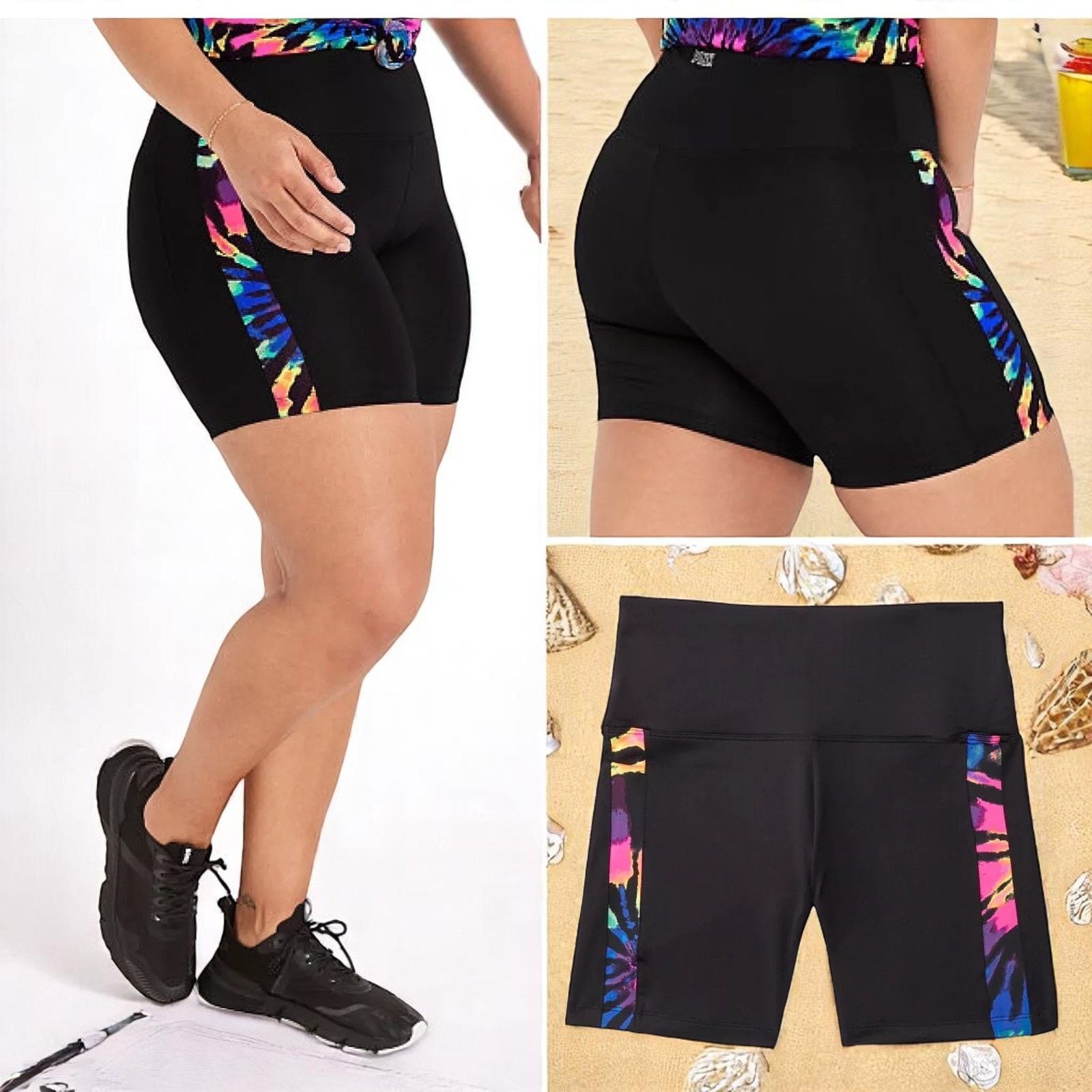 Pink NWT- Pink Victoria's Secret Black Rainbow Tie-Dye Short S|P Size 27" / US 4 / IT 40 - 4 Thumbnail