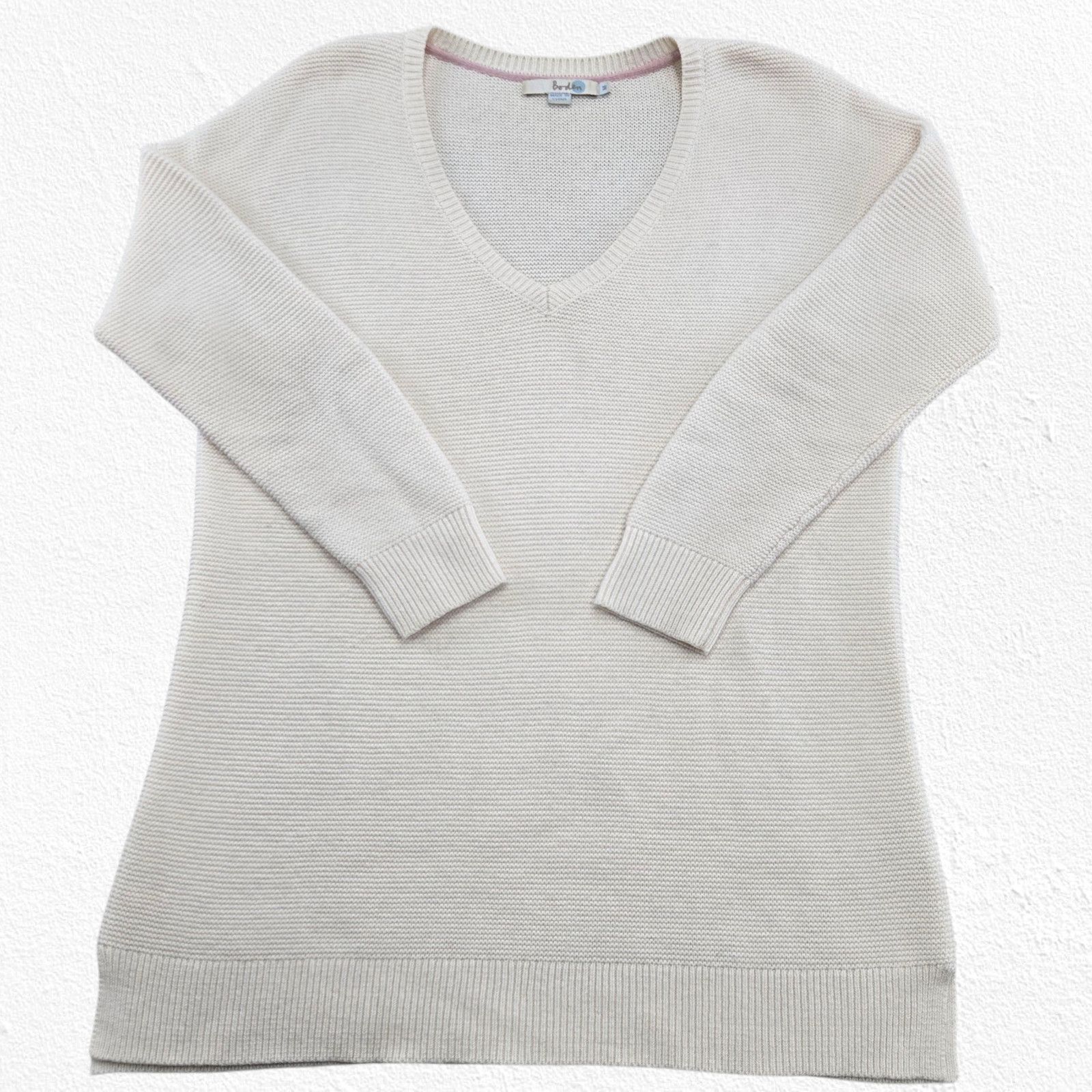 Boden Boden Cream Wool Blend Minimalist V-Neck Sweater Size Medium Size M / US 6-8 / IT 42-44 - 2 Thumbnail