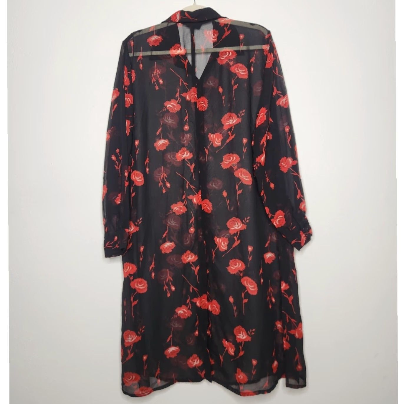 Vintage VINTAGE Black Zero Zero Shirt 1X Button-Up Women 2Pits 41 Length Nature Roses Art Duster Emo Goth Fall Autumn Vintage Size XL / US 12-14 / IT 48-50 - 6 Thumbnail