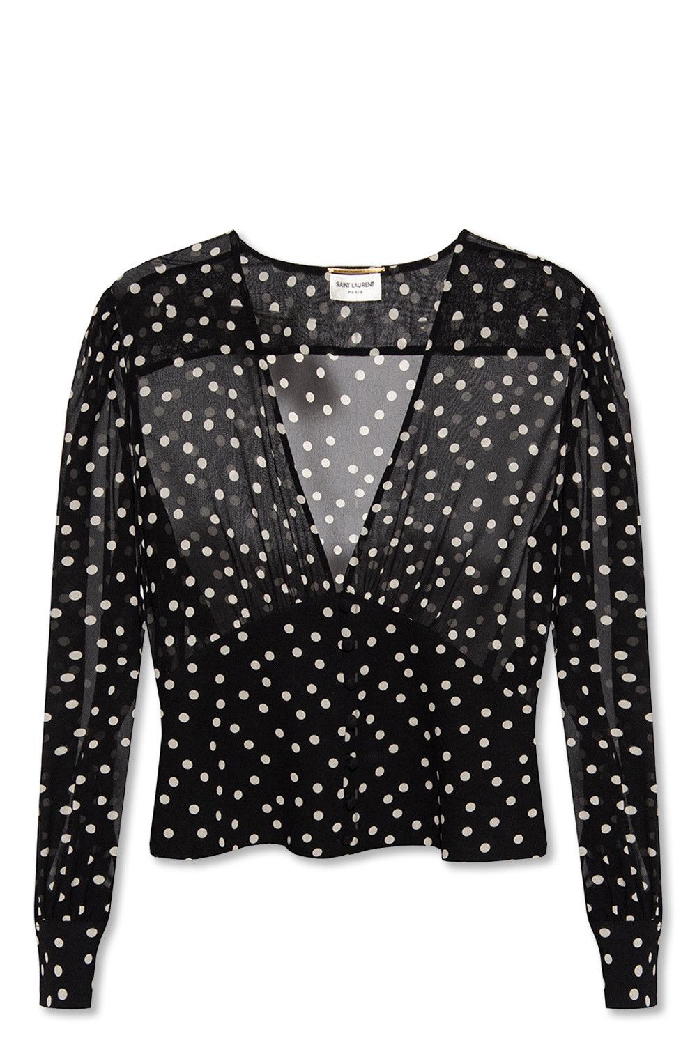 Saint Laurent Paris o1s1wg111124 Blouse in Silk Georgette in Black/White Size S / US 4 / IT 40 - 1 Thumbnail