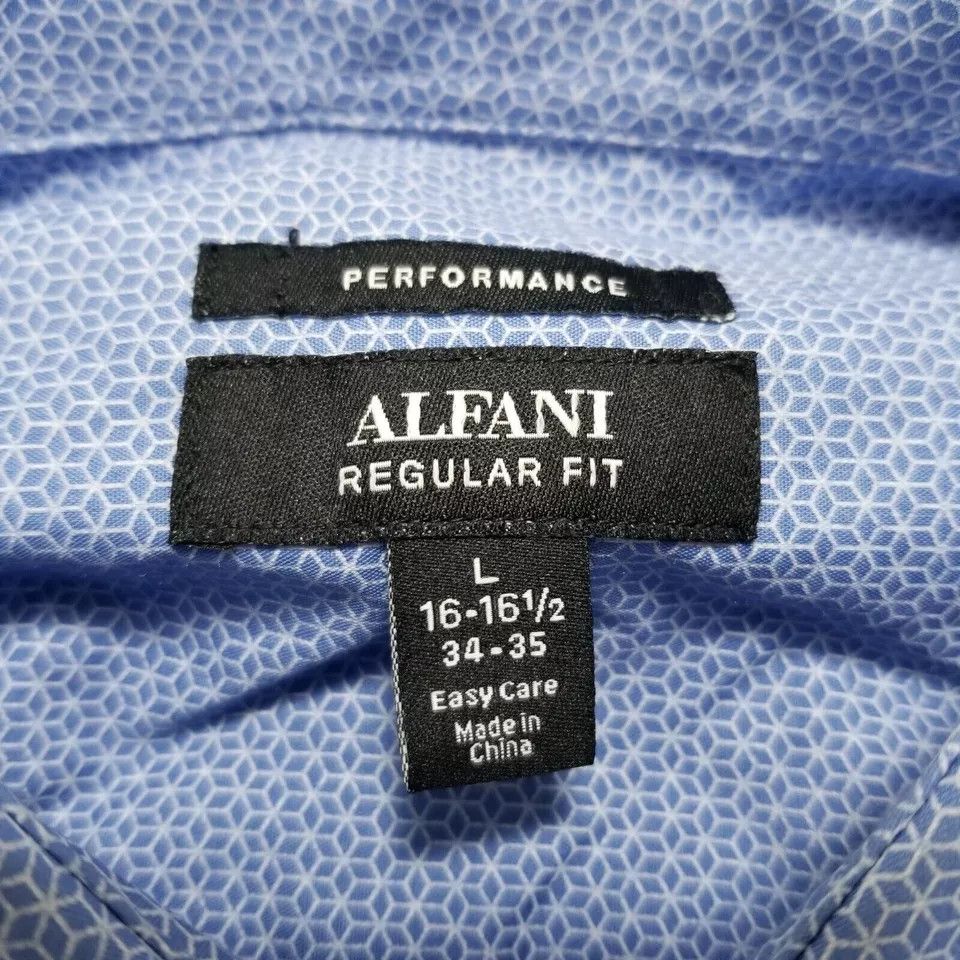 Alfani Alfani Shirt Mens Large Casual Button Up Long Sleeve Pocket Size US L / EU 52-54 / 3 - 7 Thumbnail