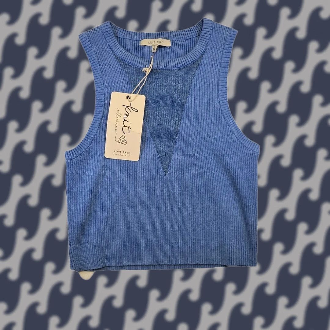 Vintage Love Tree Ribbed Knit Tank Top Lot 2 NWT Blue Pink Sleeveless Pullover Viscose Blend Women's Tank Top L Size L / US 10 / IT 46 - 1 Thumbnail
