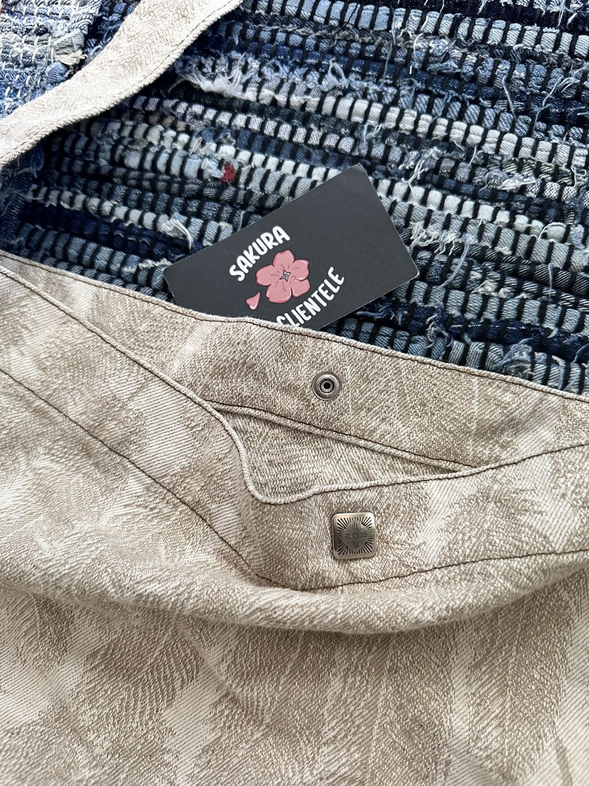 Japanese Brand × Kapital × Vintage Kapital White Denim Feather Book Tote Bag 12oz Size ONE SIZE - 3 Thumbnail